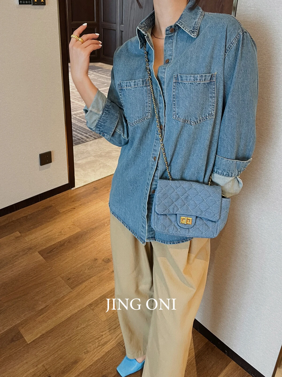 Denim Shirts Y2k Woman Clothing 2023 Korean Style Top Long Sleeve Blouse Crop Fashion Vintage Autumn Oversize Elegant Chic Youth