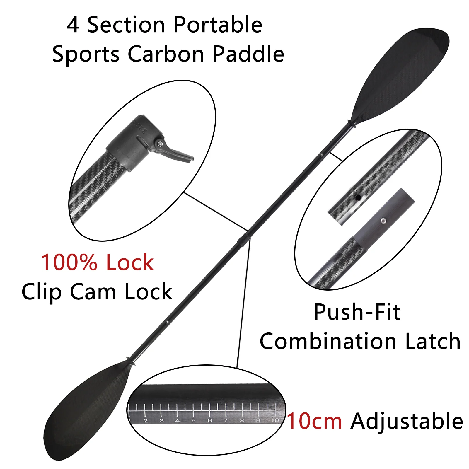 4 Sections Sea Kayak Paddle Sport Line Carbon Fiber Blade 100% Full Carbon Fiber Rowing Oars Canoe Boat Kayaks Tool Accessories