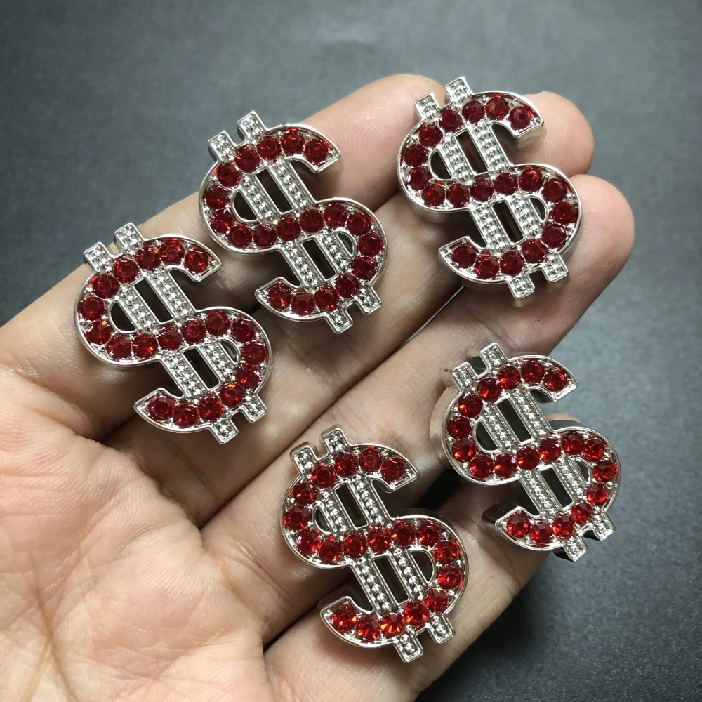 10Pcs New Noble Shiny Dollar Sign Rhinestone Hollow Out Jewelry Resin Charms Diy Junk Phone Case Decorations Hair Accessories