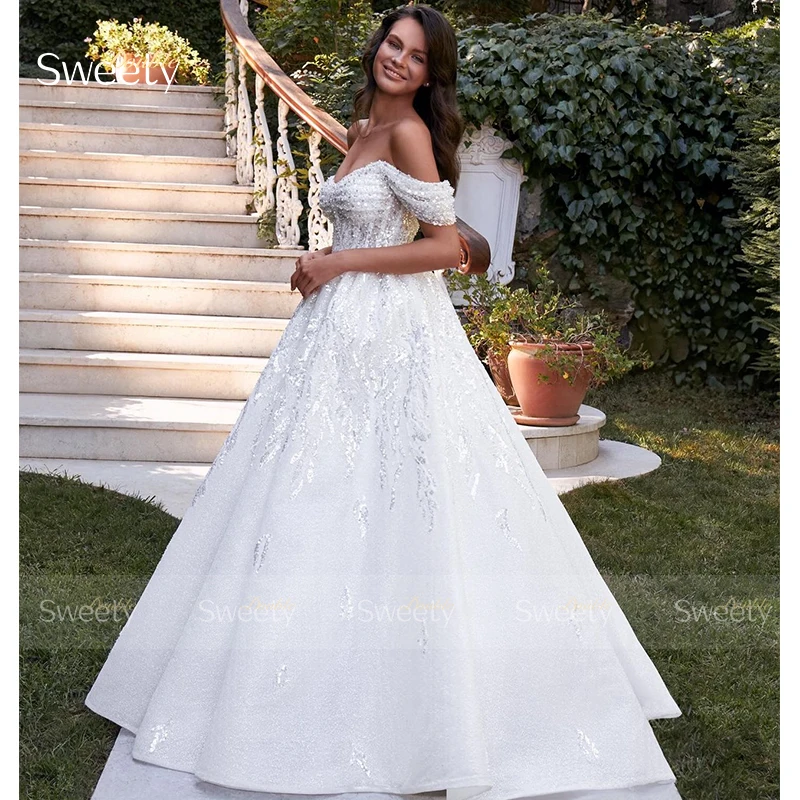 

Romantic Wedding Dress Lace With Bead Ballgown Boat Neck Sleeveless Vestido De Novia Back Lace Up Customized Chic Robe De Mariee