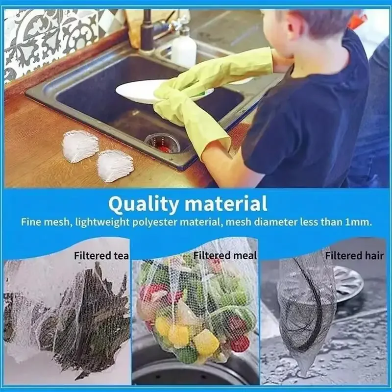 200/100/50 pces sacos de malha descartáveis do filtro da pia da cozinha filtro dreno buraco anti-bloqueio saco de lixo limpeza filtros net
