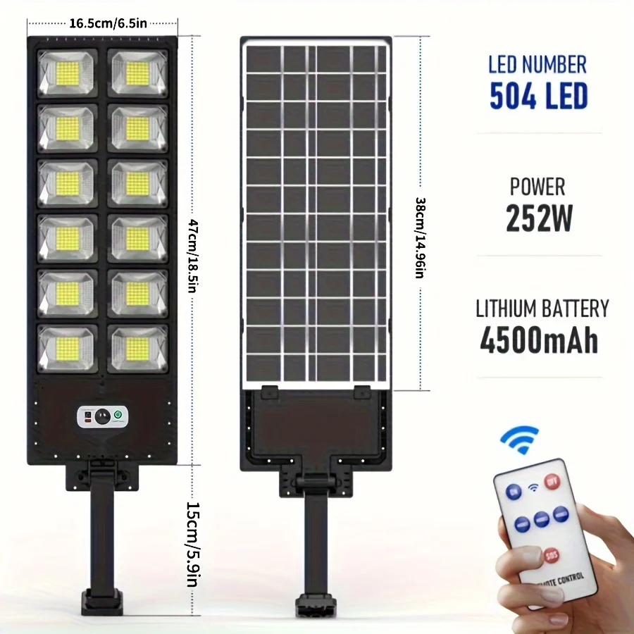 NONE 250 W Solarleuchten für den Außenbereich, wasserdicht, 8000 lm, LED-Flutlichter, Bewegungsmelder mit Fernbedienung, 3 Modi, Straßenlaterne für Hof, Garten, Weg 9