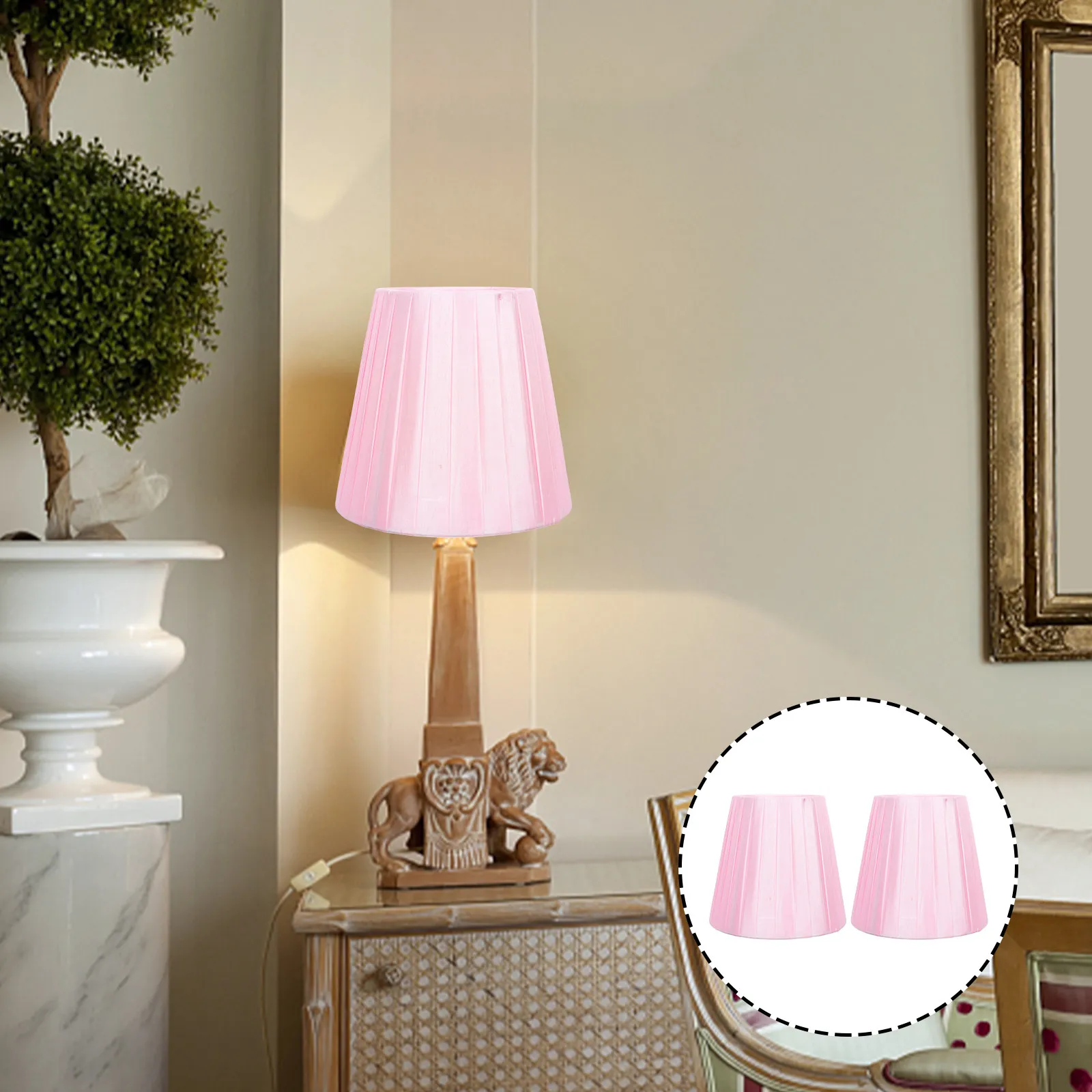 2Pcs Cloth Art Lamp Shades Decorative Light Accessories Dust Protection for Table Floor Lamps Indoor Light Cover Accessory