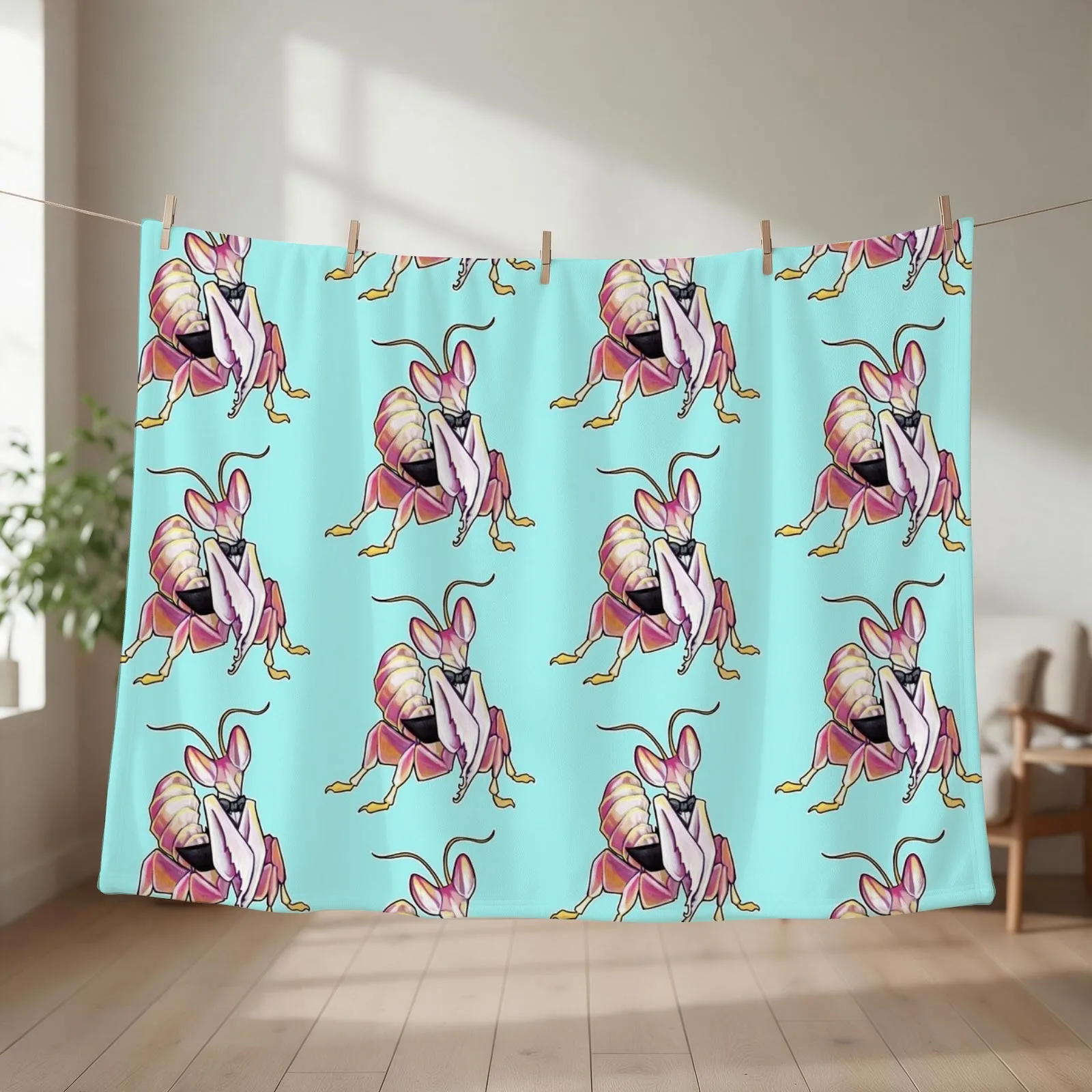 Shim the fancy pants orchid mantis Throw Blanket Decoratives Sofas Decorative Sofa Plaid on the sofa Blankets