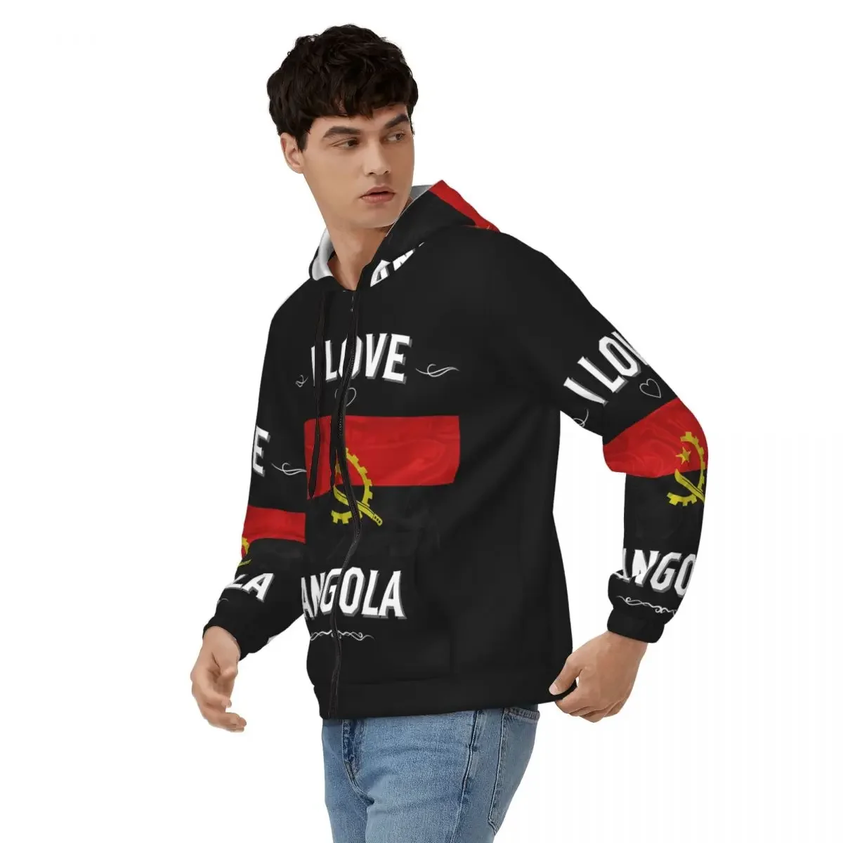 I Love Angola Flag Angolan Felpe con cerniera Pullover Hip Hop Autunno Inverno Felpe da donna da uomo Top a maniche lunghe