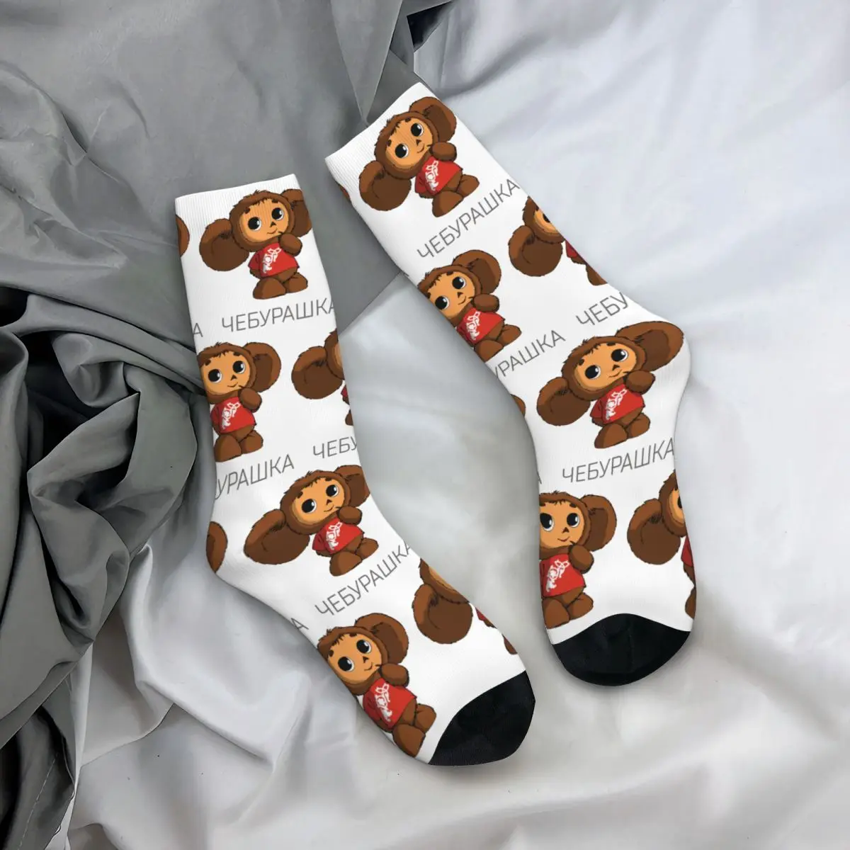 Funny Cheburashka Monkey Warm Crew Socks Accessories Spring Autumn Winter Comfortable Long Socks Sweat Absorbing