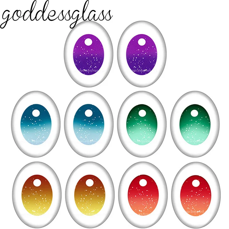 5pair Cartoon Doll crystal Eye Gradient Colorful pupils 10x14mm/13x18mm Oval photo glass cabochon demo flat back Making findings