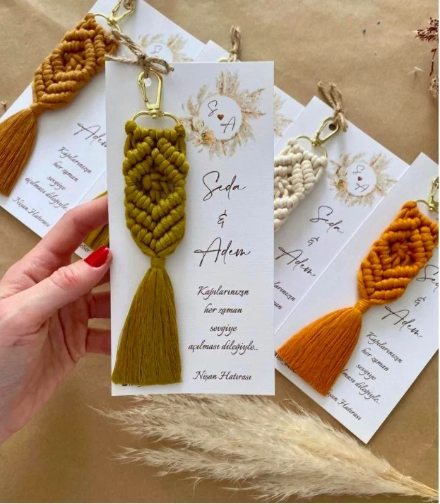 Hediyelik Macrame Keychain 50 PCs DÜGÜN PROMISE APRIL