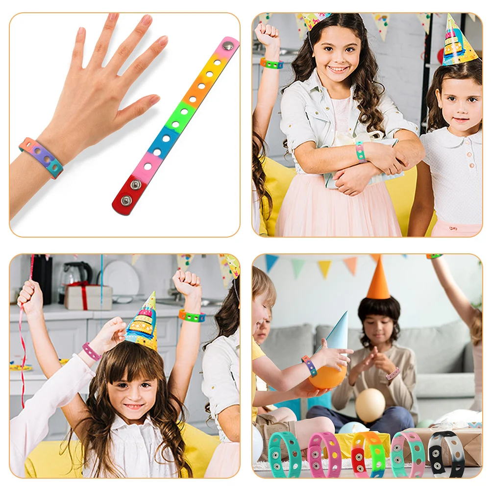 

8pcs Silicone Bracelets Unisex High Elasticity Adjustable For Party Festival Sports Events Daily Wear Decorative Stretch