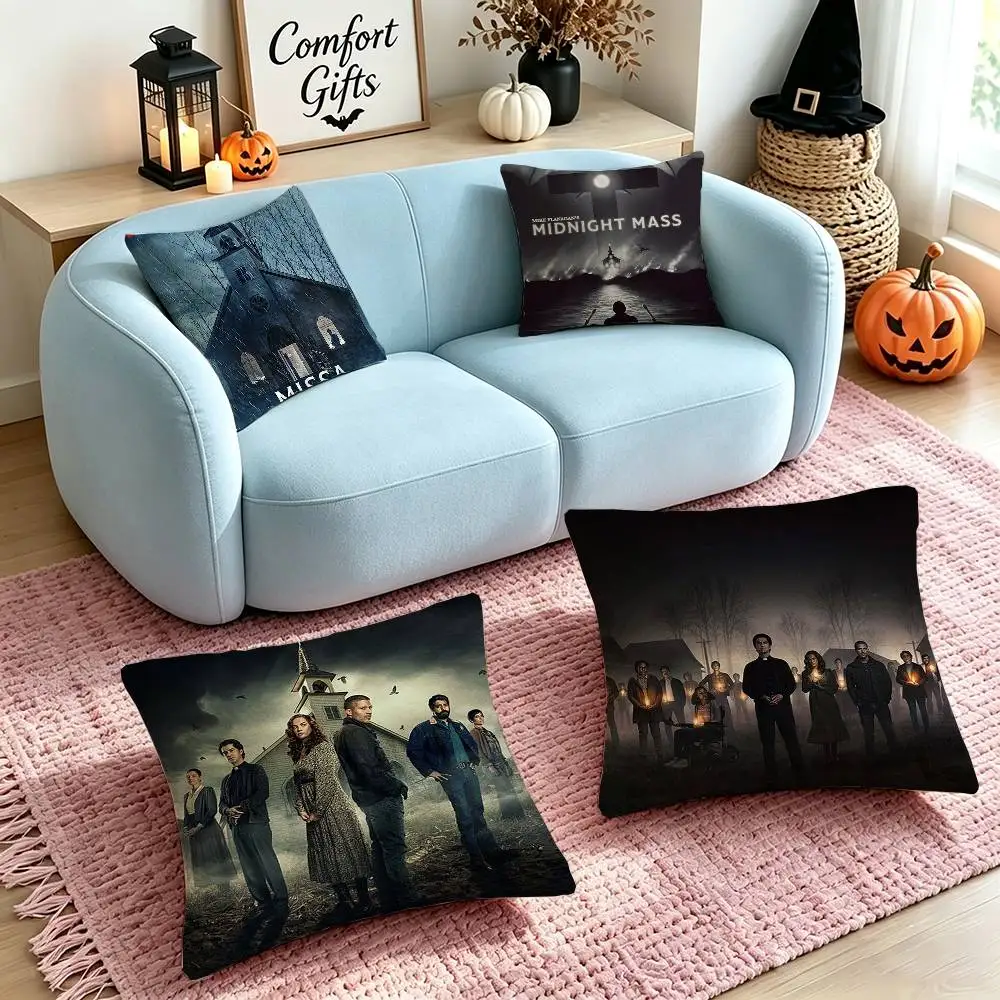 TV M-Midnight Mass  Square Double-Sided printed Pillow Case Bedroom Bedside Pillow Sofa Cushion Cover