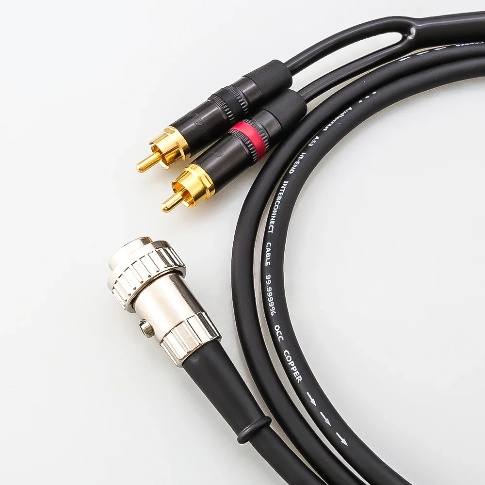 나임 하이파이 4핀 DIN에서 2 RCA 포노 플러그 스테레오 케이블 트위스트 락 OFC 4코어 턴테이블 오디오 포노 케이블 하이파이 오디오용