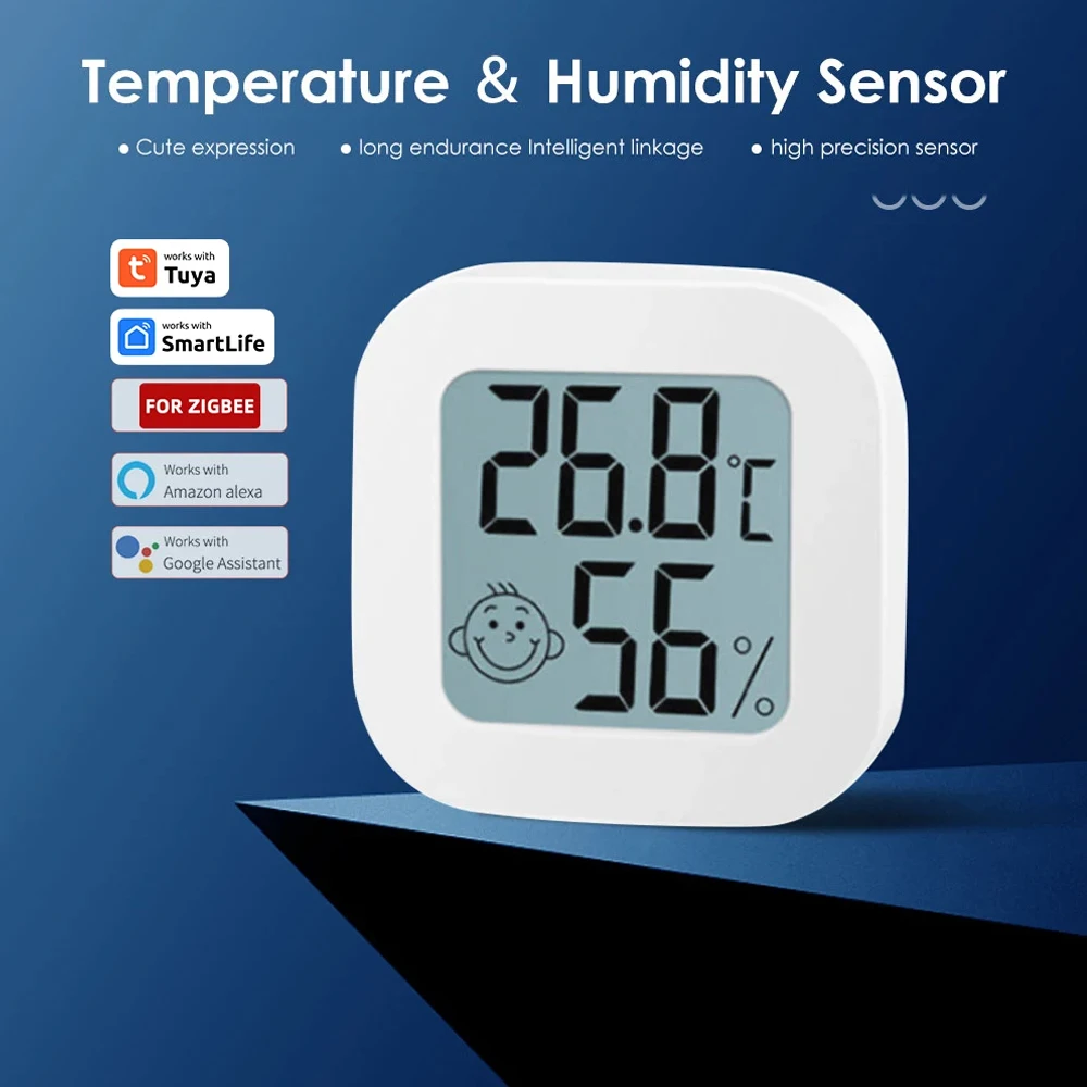 Imagem -06 - Smart Home Temperatura e Umidade Sensor Display Digital Lcd Funciona com Alexa Amazon e Precisa Tuya Zigbee Hub