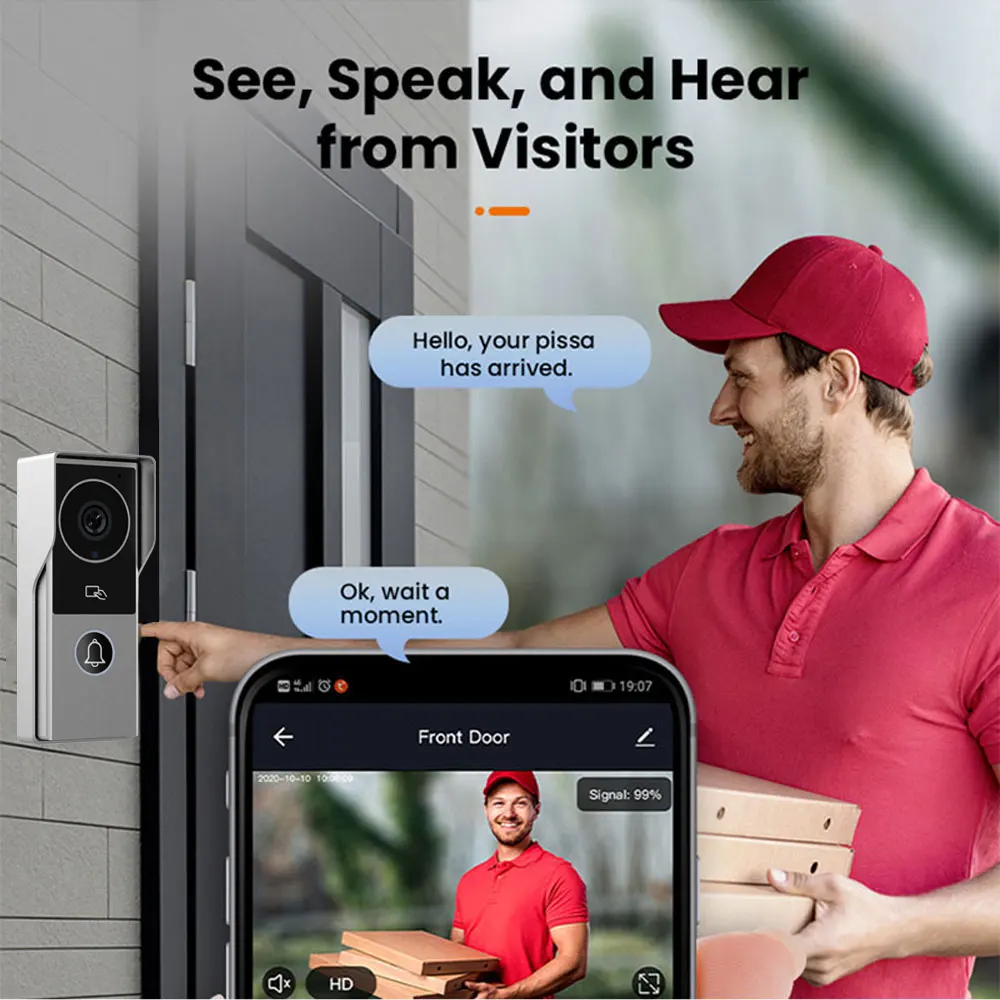 TUYA 1080P 7/10 Inch Touch Screen AHD Wireless Wifi Video Doorbell Smart APP Home Video Intercom Kits for Access Control System