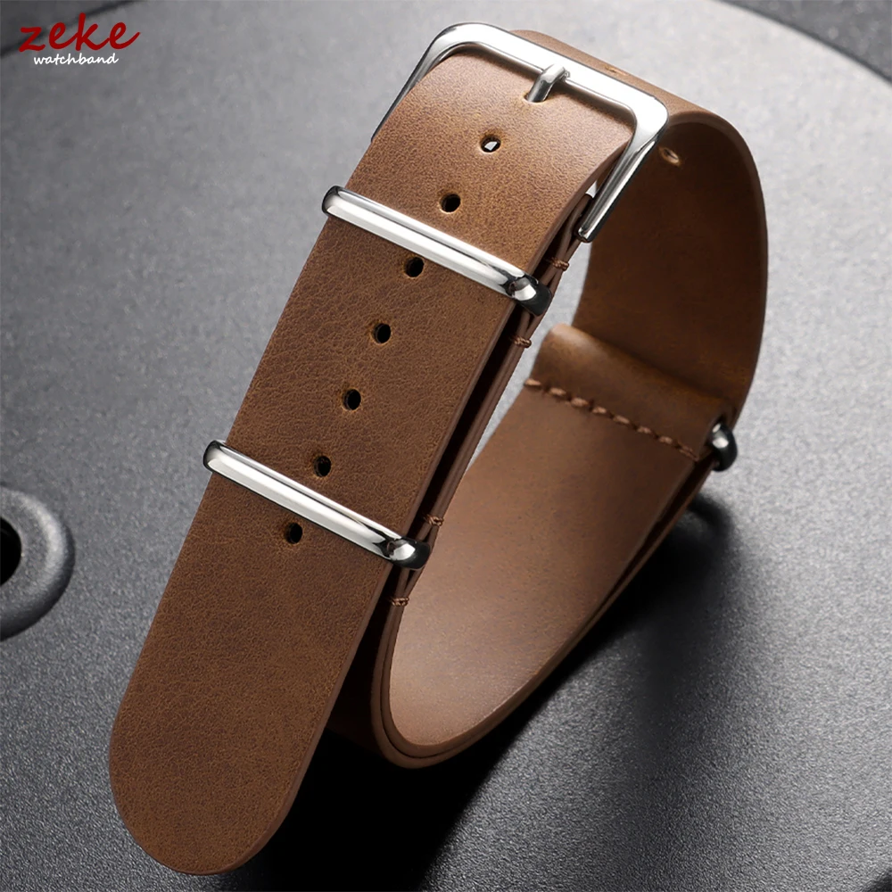 18mm 20mm 22mm Vintage Crazy Horse Leather Watchbands Black Coffee Brown Thick Watch Strap for Men Women Replacement Wristband