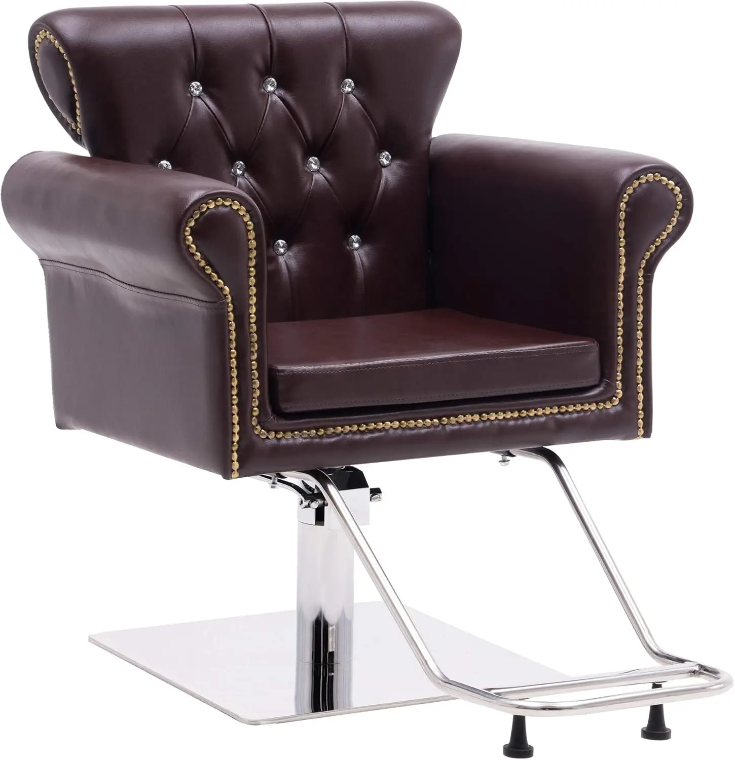 

BarberPub Classic Styling Salon Chair for Hair Stylist Antique Hydraulic Barber Chair Beauty Spa Equipment 8899 (Brown)