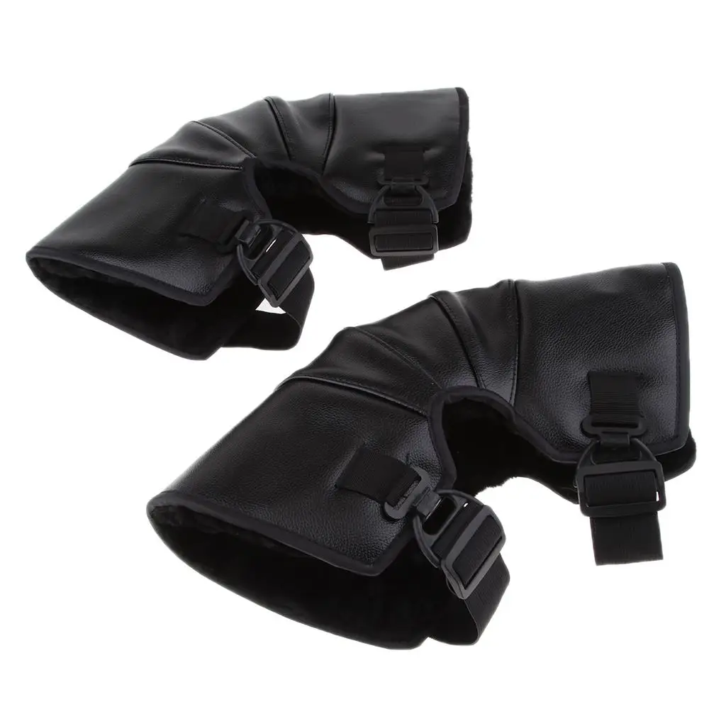 Motorcycle Knee Pads Windproof Cold Protection Faux Leather Plush Leg Covers for Winter Cycling and Outdoor Activities