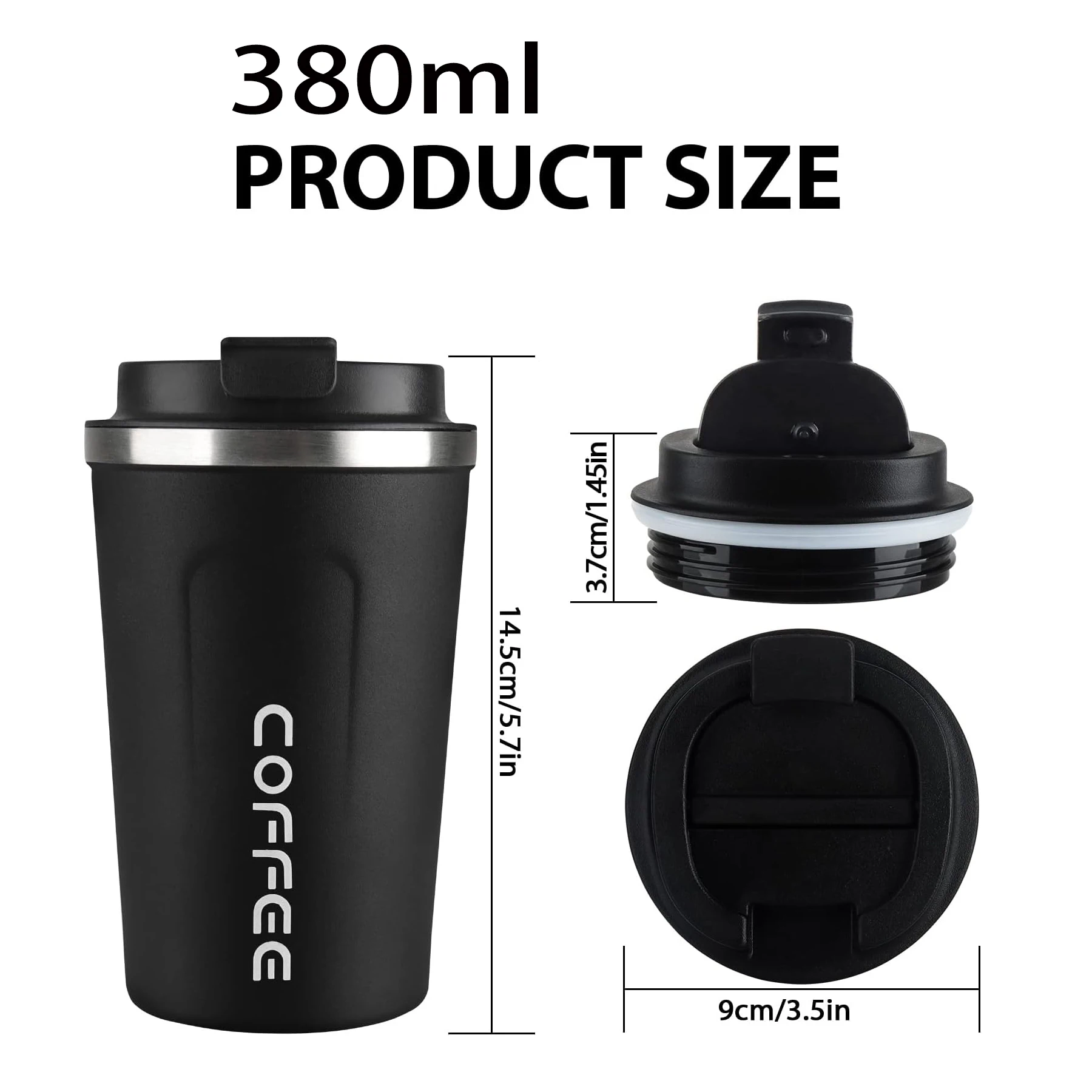 1 New Stainless Steel Thermos Cup, Vacuum 2Nd Generation Coffee Cup, Stylish Thermos Cup, Creative Thermos Cup, Easy to Carry, Car Thermos Cup, 380ml Thermos Cup