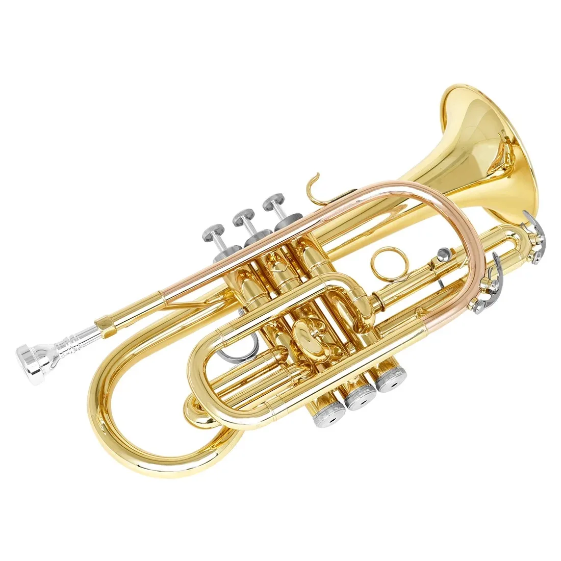

Hooqu Cornet Bb Trumpet Brass Phosphor Bronze Altered Tubes Gold Mini Tritone Trumpet