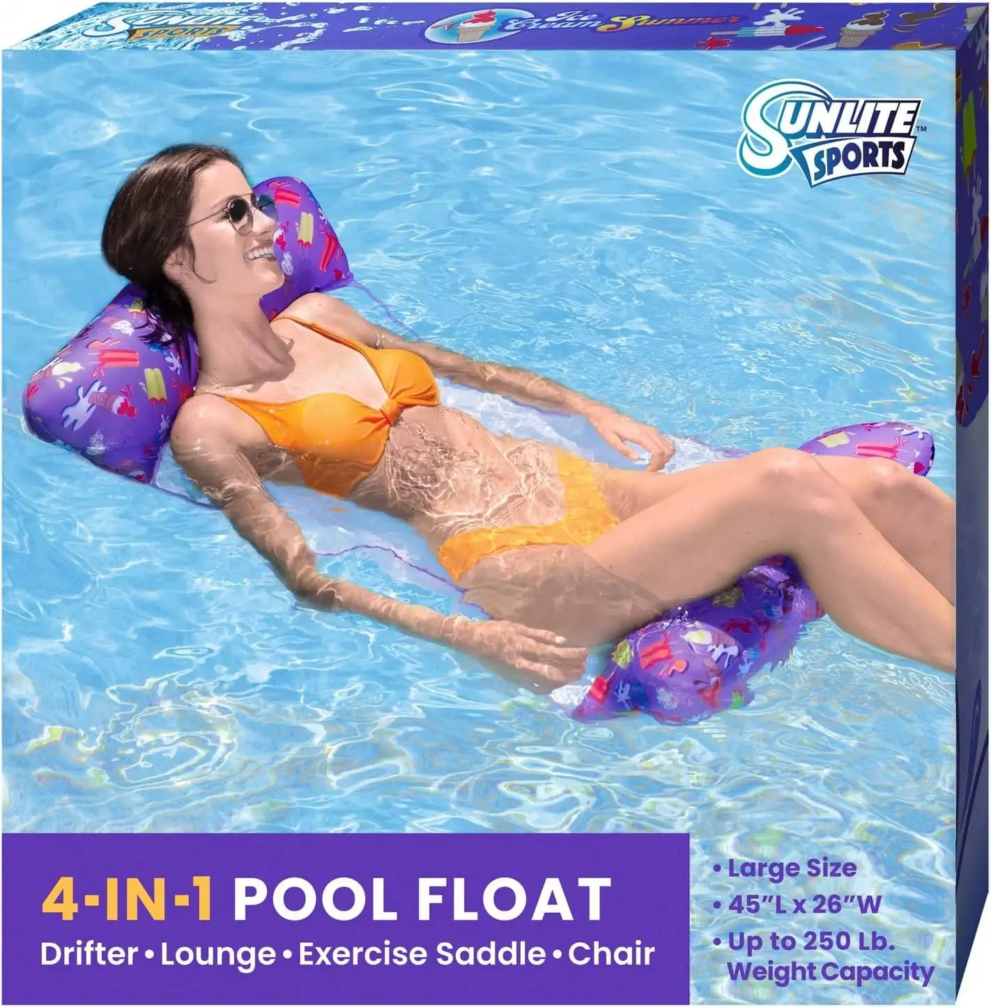 

114" X 89" Inflatable Water Mat Pool Float, Floating Raft For Swimming Pool, Beach And Lake, Ultimate Comfortable Lounging Mattress, Island Swim Floaty For Family Fun
