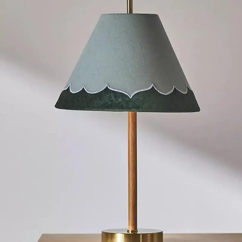 Simple personality solid wood fabric creative desk lamp living room bedroom