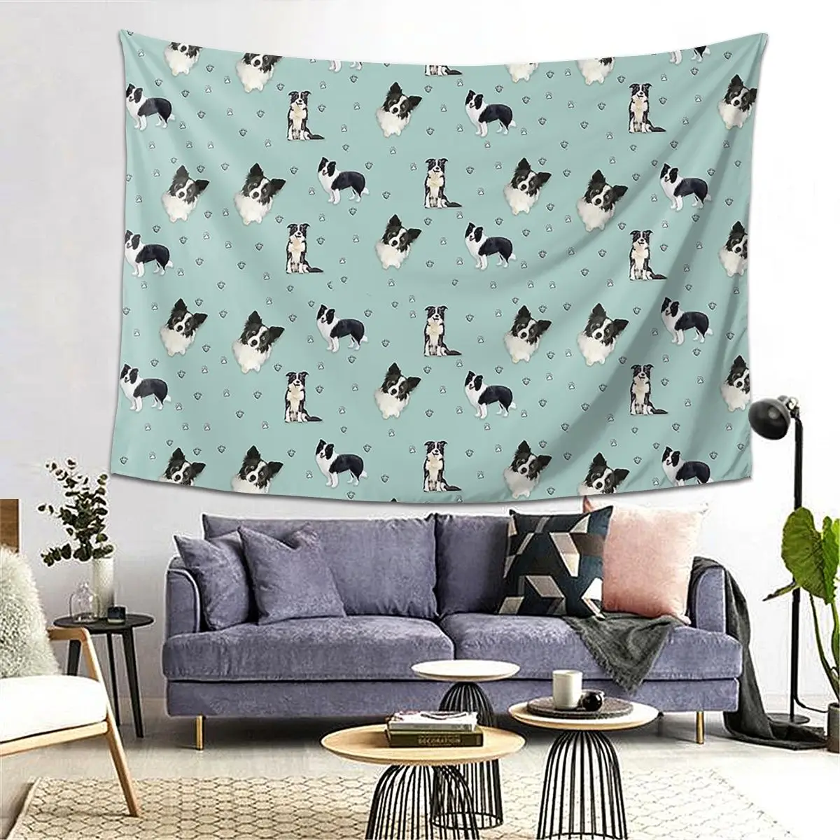 Border Collie Tapestry Decoration Art Aesthetic Tapestries for Living Room Bedroom Home Wall Cloth Wall Hanging