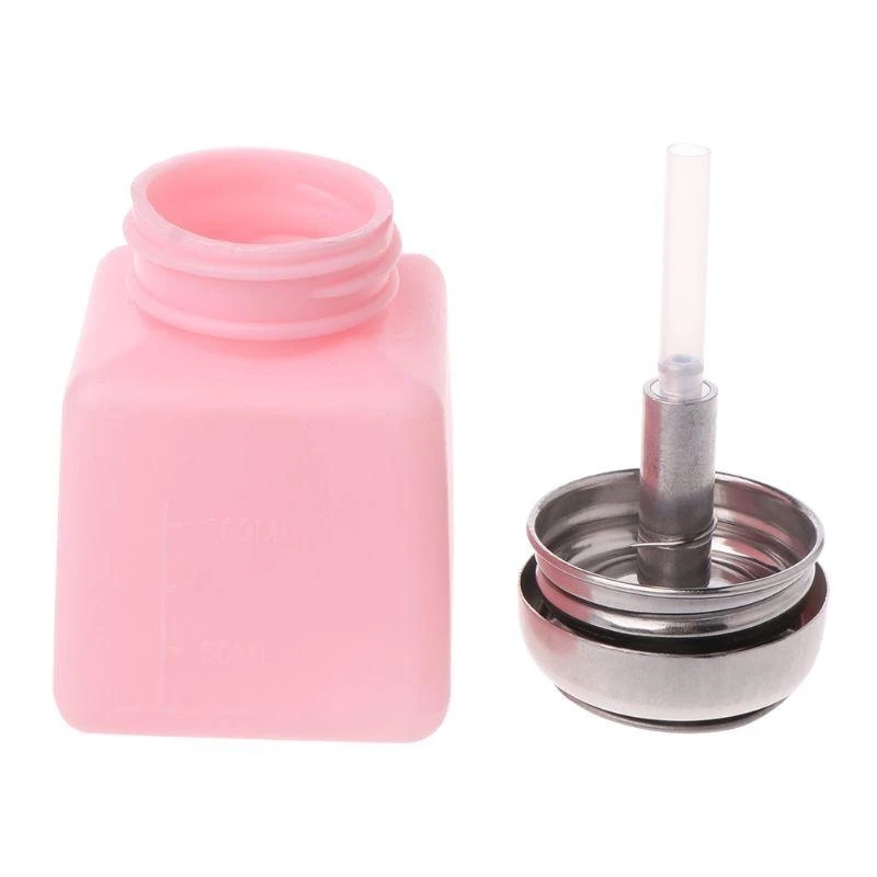 Pump Bottle Plastic Square Press Pumping Dispenser for Touch Remover Empty