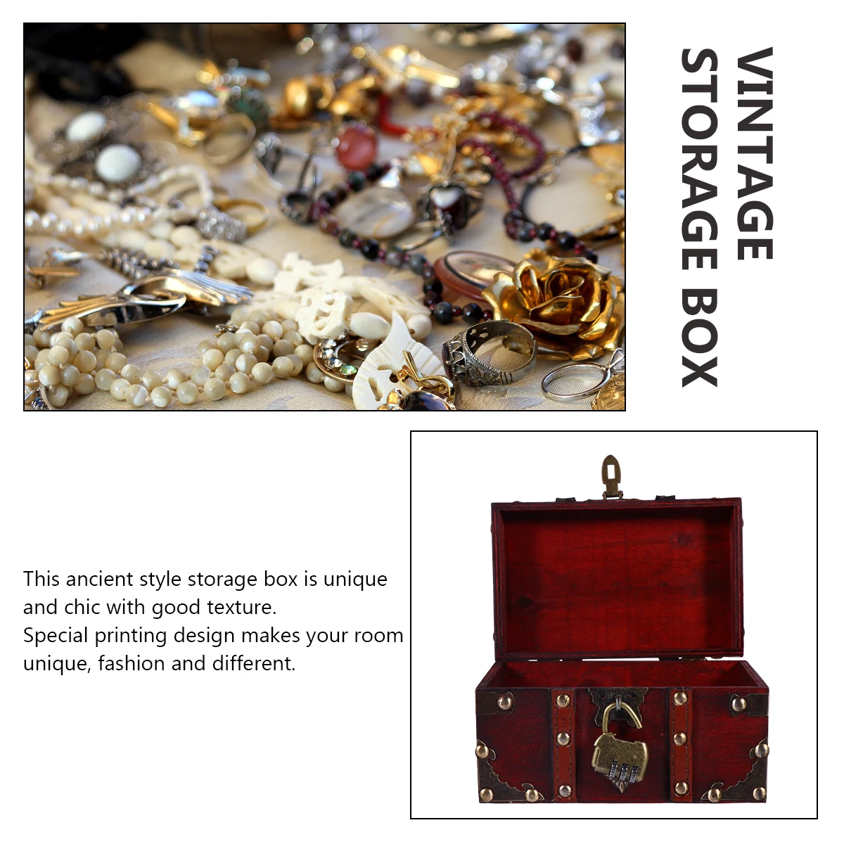 

1Pcs Wooden Storage Box Vintage Style Wood Organizer Small Item Holder for Desk Bedroom Drawer Decorative Case