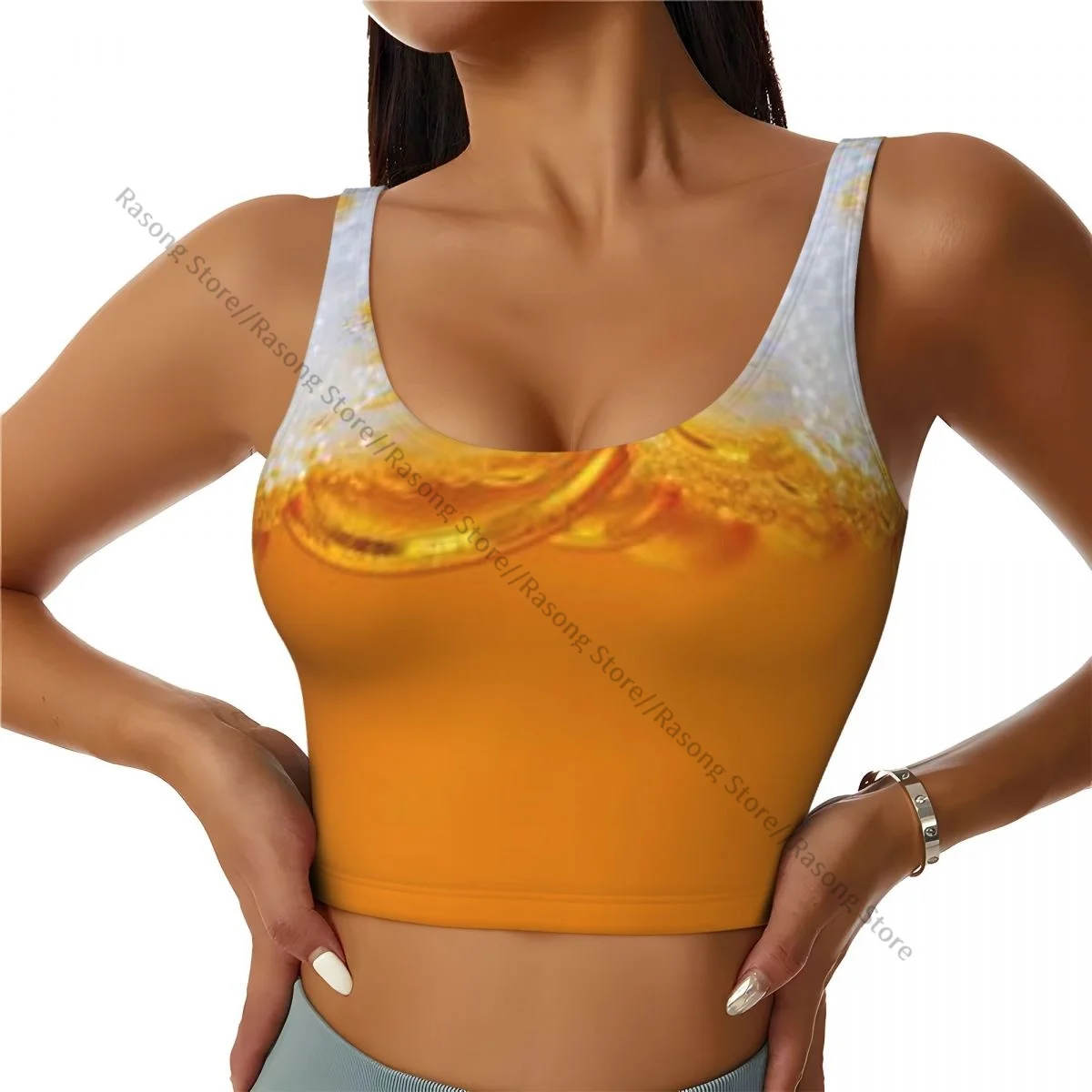 Sports Bra Women Running Yoga Clothes Vest Bubbles In A Glass Of Beer Gathering Fitness Vest