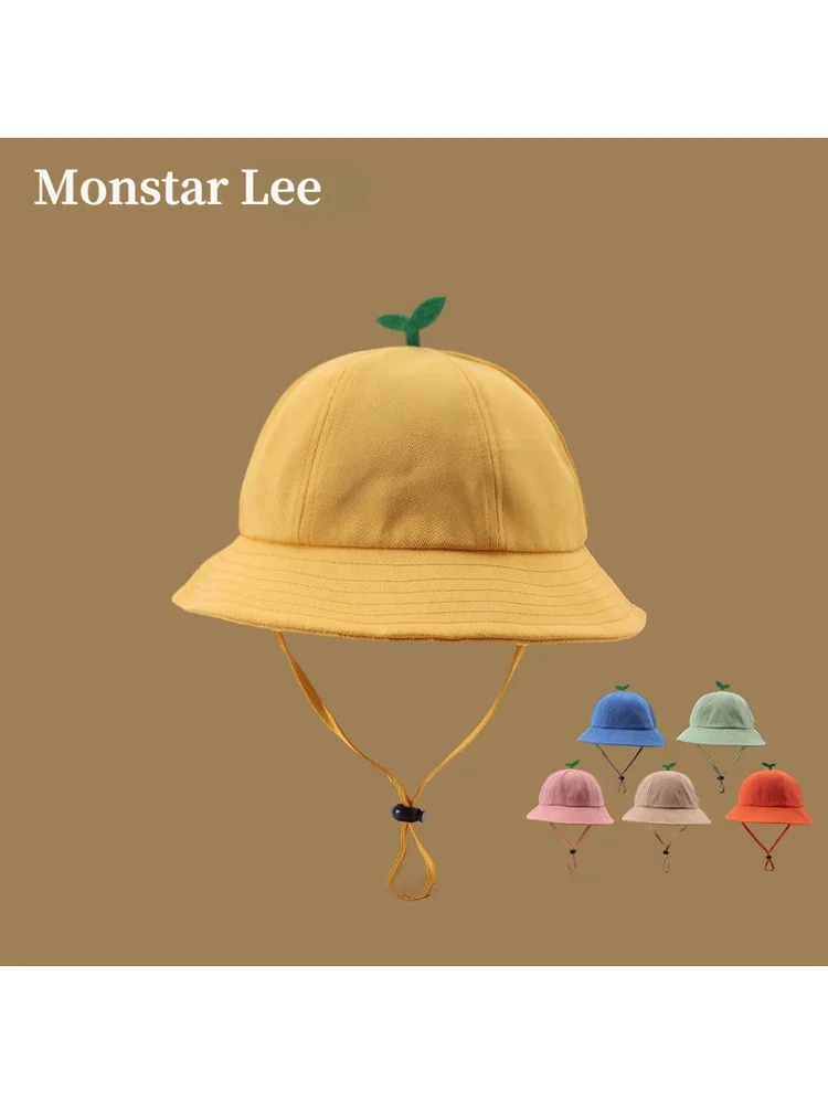 monstar-kids-fishing-cap-thin-yellow-baby-sun-hat-adjustable-cotton-sun-protection-hat-for-boys-and-girls-summer-hat