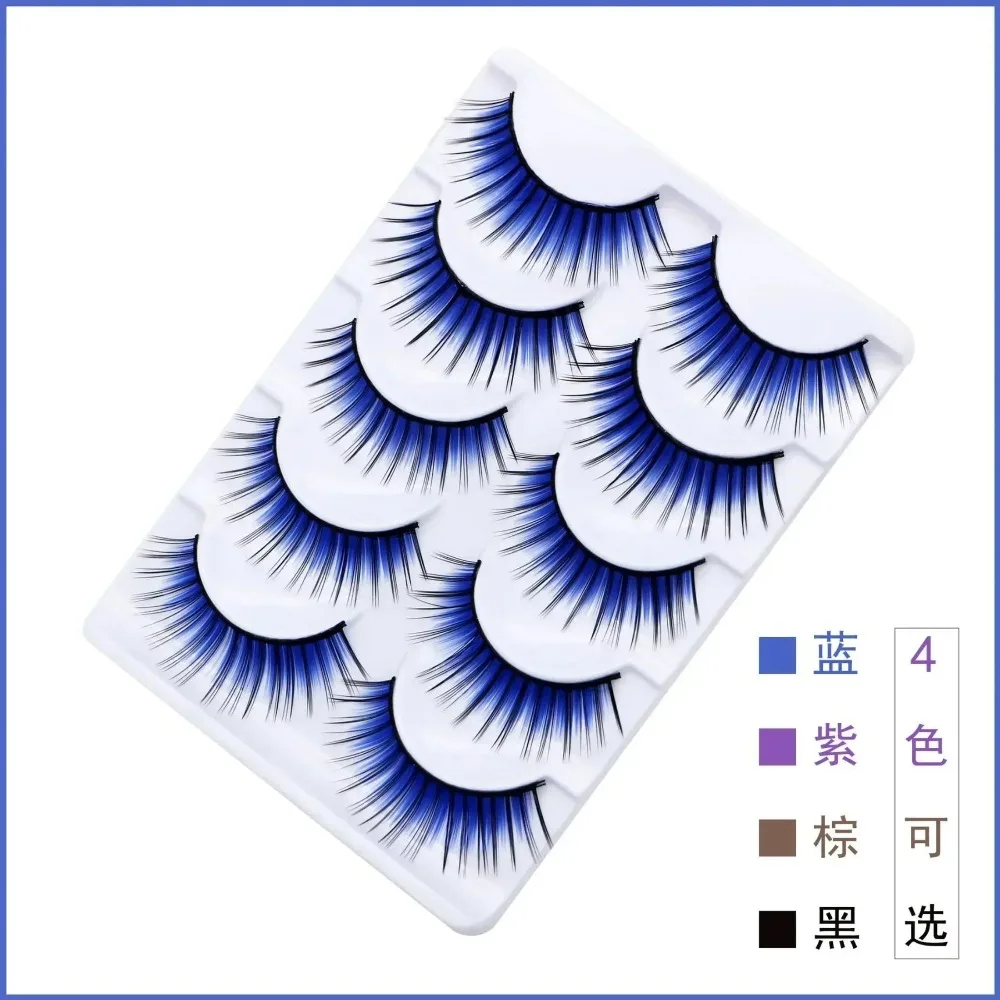 メイクシーン紫つけまつげ新しいカラフルなつけまつげ厚い薄い断面紫つけまつげ 1 個