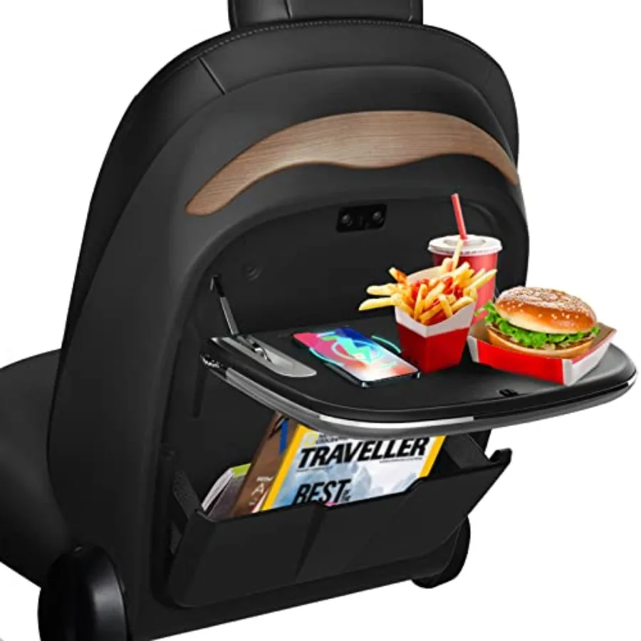 

Back Seat Tray Table for Tesla Model 3 Model Y Car Food Eating Desk with Organizer Black Plastic Foldable and Adjustable Design