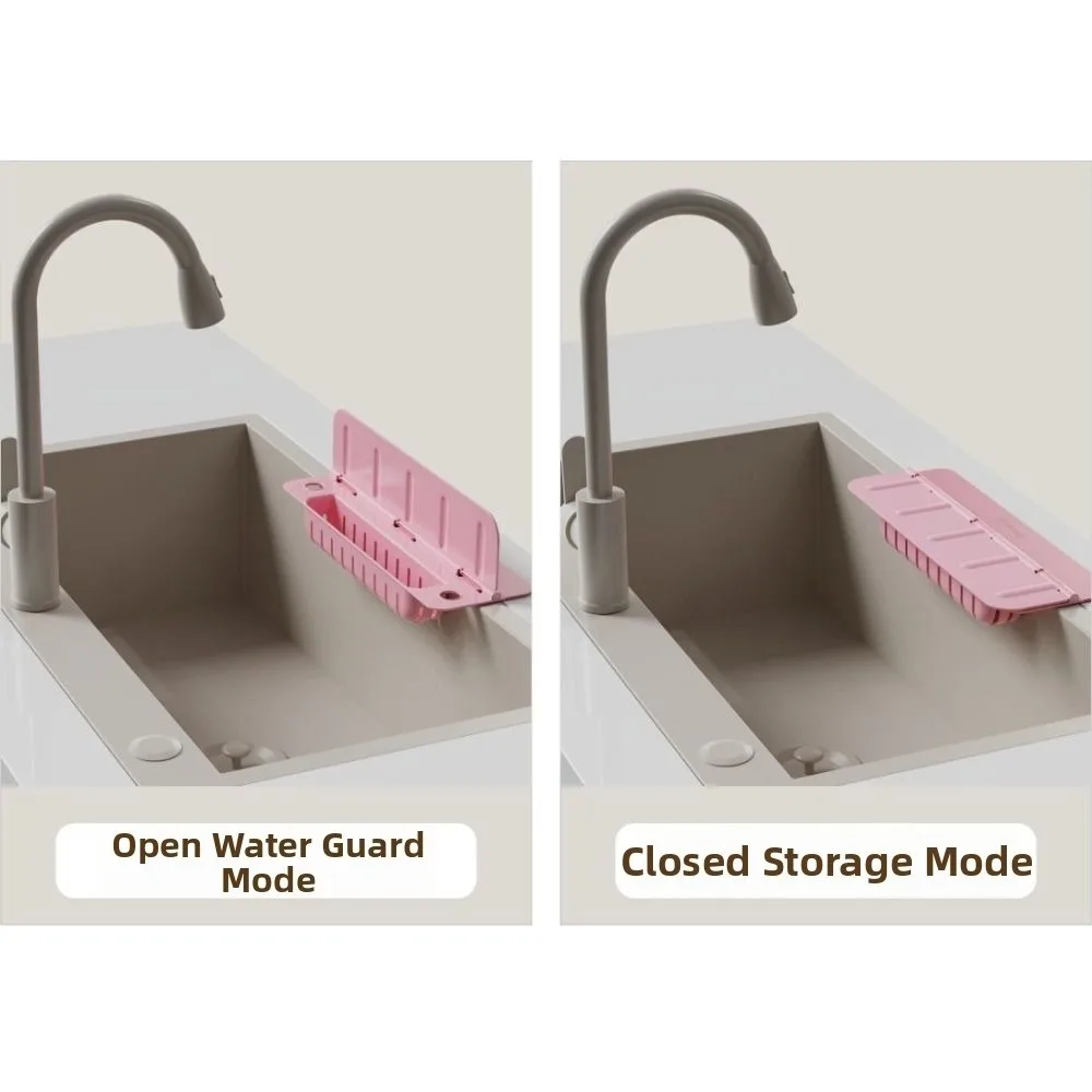 Reusable Kitchen Water Baffle Creative Anti-splash Sink Storage Rack Universal with Suction Cup Base Water Blocking Board