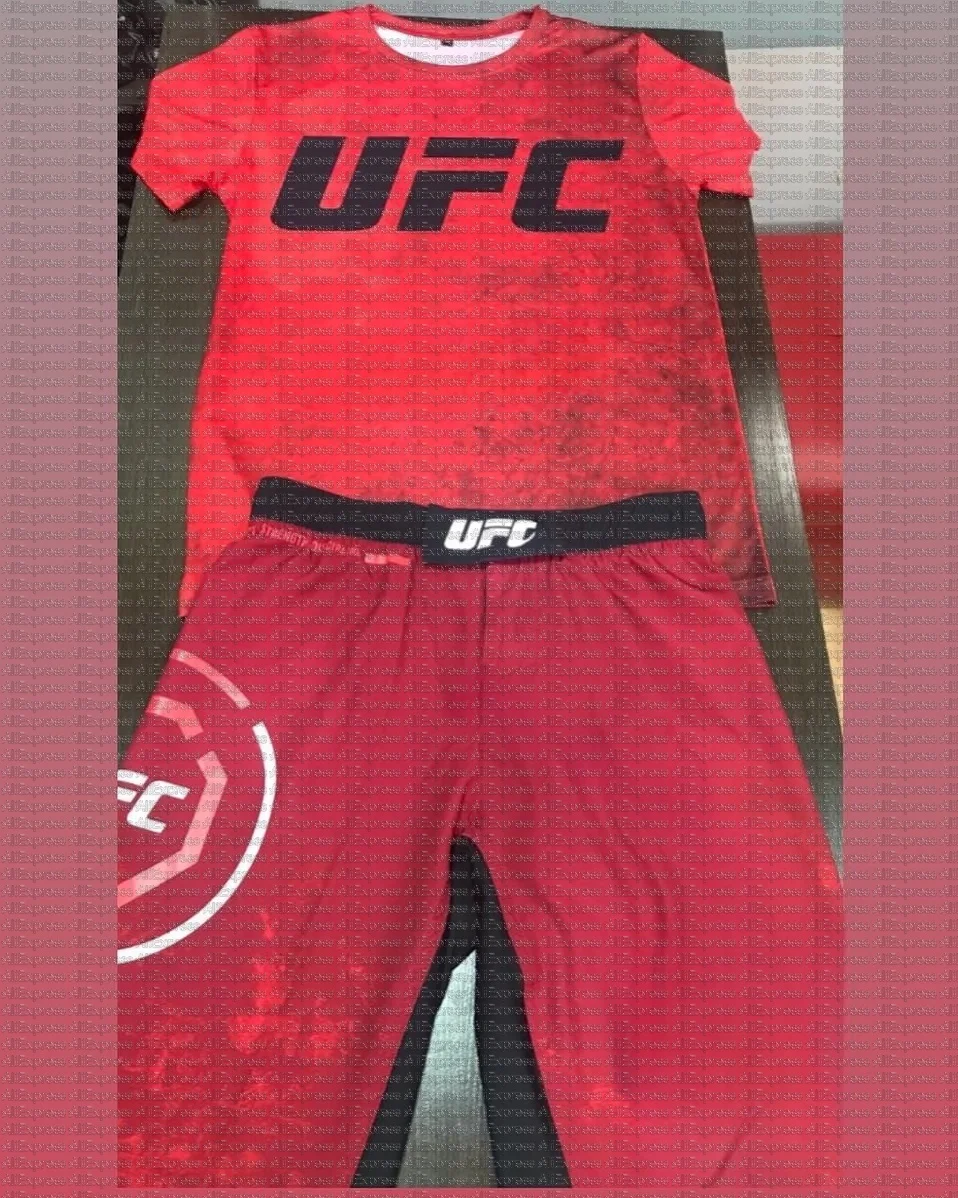 

UFC Men's Sports Set Fighting Sanda Training Comfortable Speed Drying Short Sleeve Shorts High Elasticity Fitness Clothing
