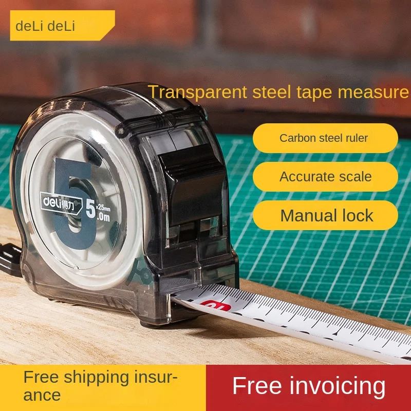 Deli High Precision Steel Measurement Tape System Auto Lock Tape Measure Measure 7.5 10m Retrátil Ferramenta de Medição Profissional