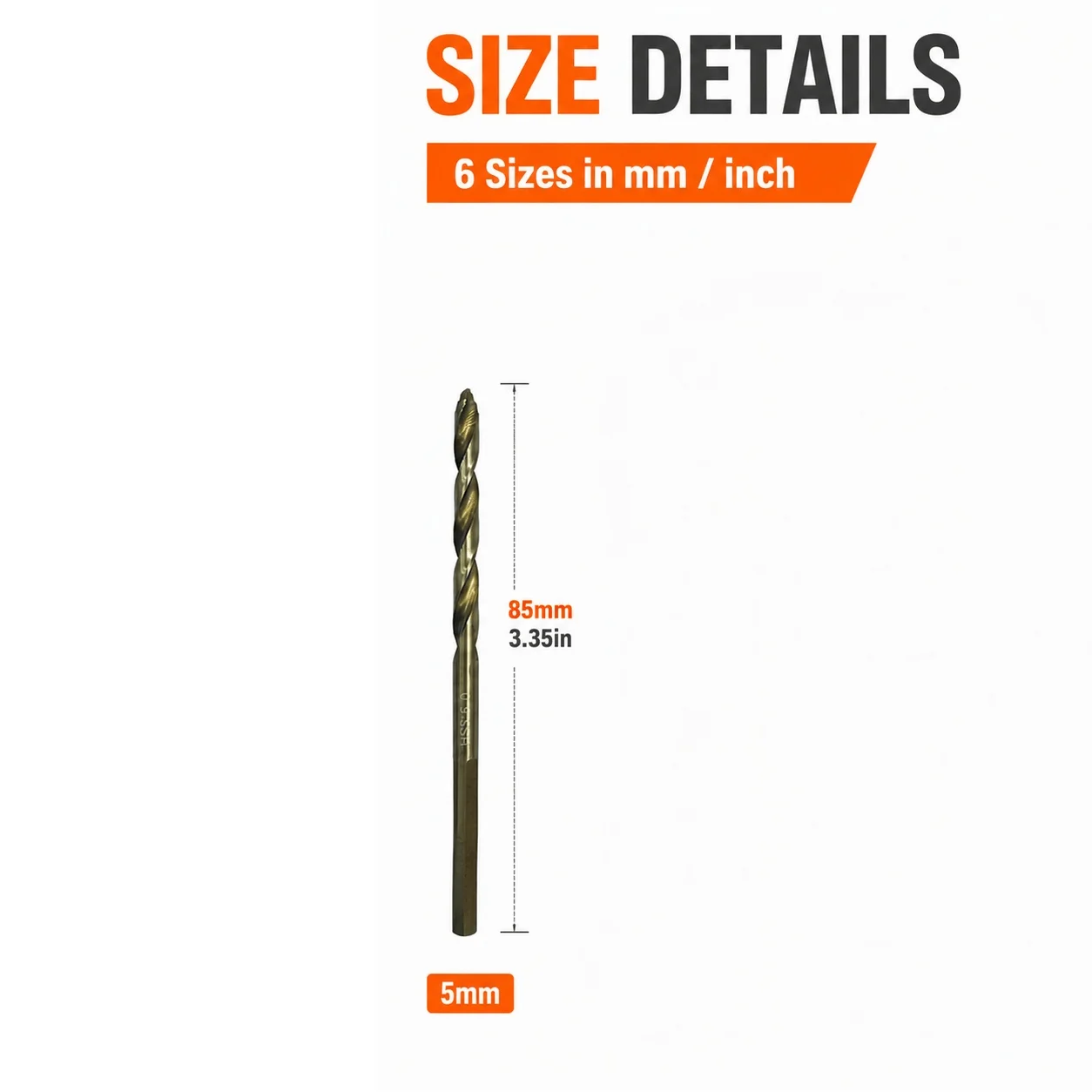 1pcs-5mm High‑Speed‑Steel Twist Drill Bit Sharp Cutting Tip Durable Drill Bit for Wood PVC Acrylic Soft Metal Drilling Work