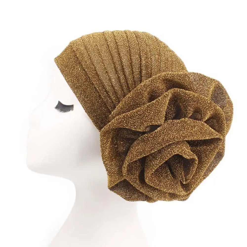 Gorros de turbante africanos de seda cruda, tocado de flores rosas grandes, Geles de boda nigerianos, envolturas para la cabeza ligeras y transpirables, tocados de fiesta