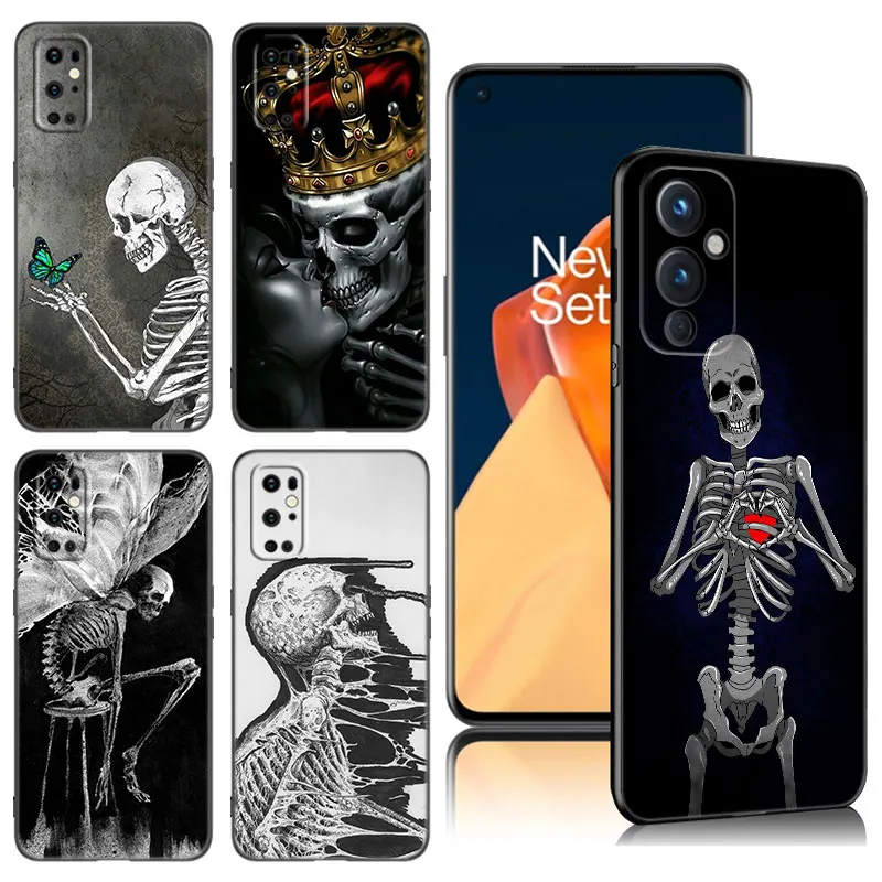 Gothic Fashion Skull Phone Case For OnePlus 9 10 ACE 2V Pro 9RT 10T 10R 11R Nord CE 2 3 Lite N10 N20 N30 5G Black Silicone Cover