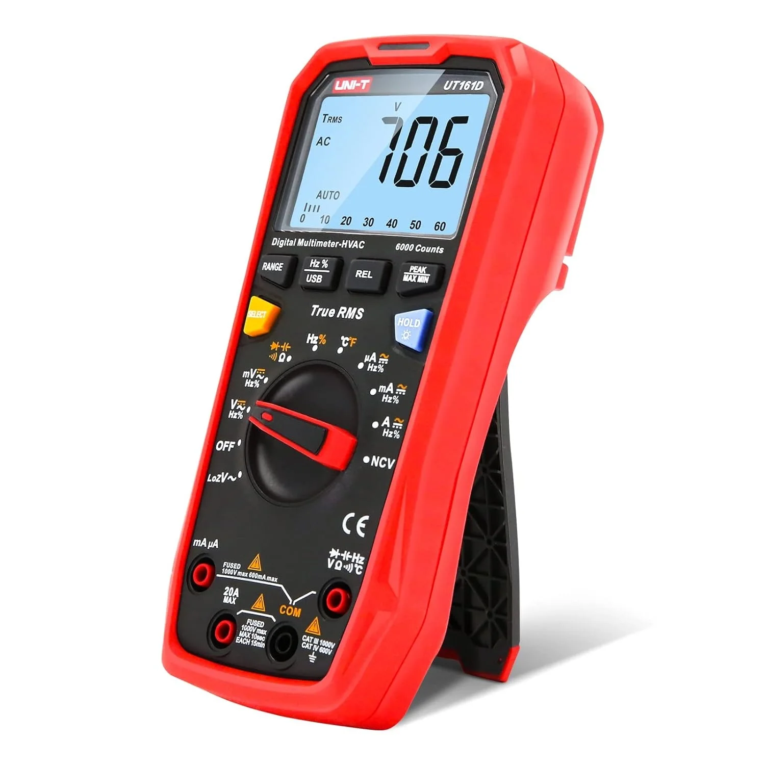 UNI-T UT161D Multimeter Kit 1000V AC/DC Volt Ohm Capacitor Tester Frequency Meter True RMS 6000 Counts USB Transmission