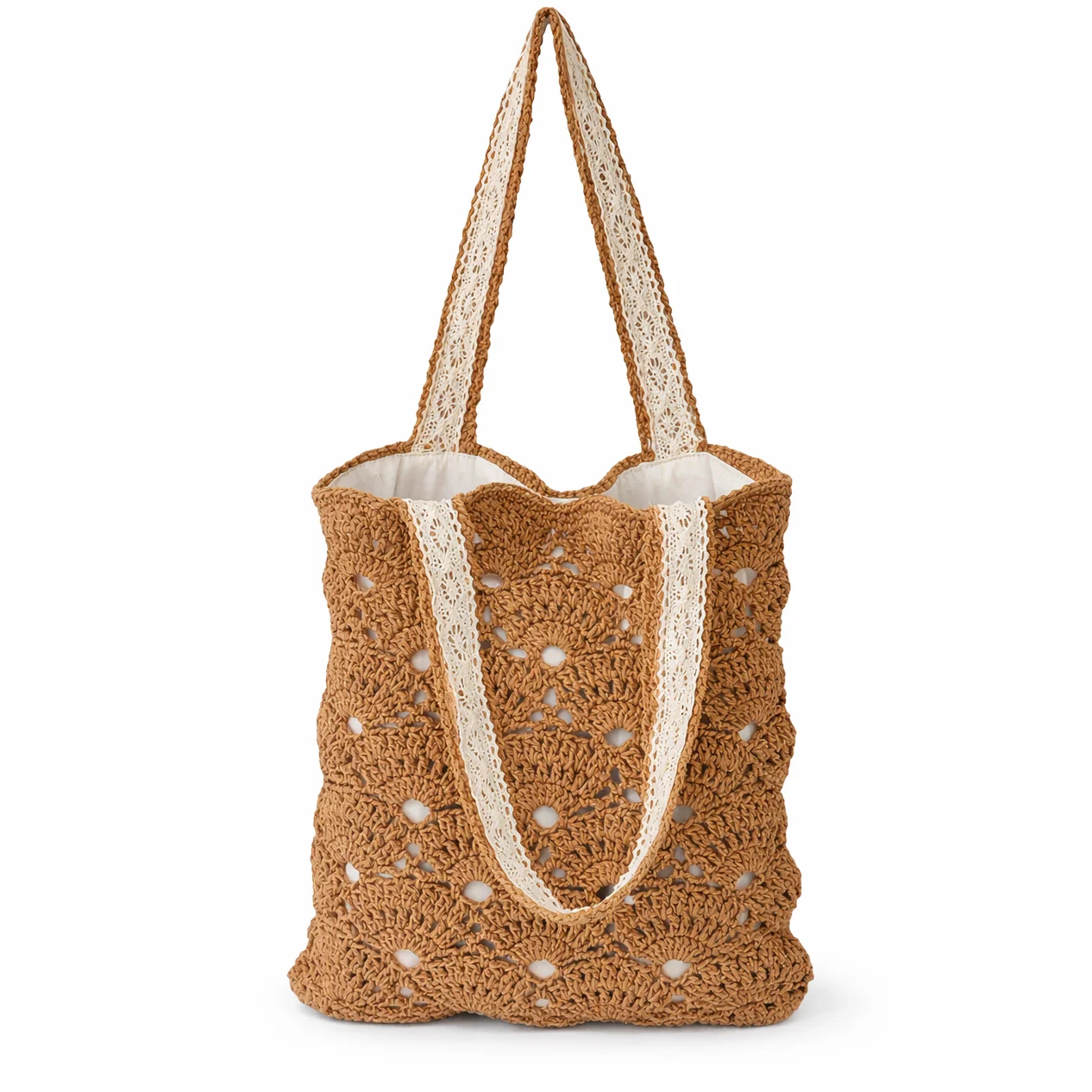 Handmade Crochet Tote Bag for Women | Large Capacity Knitted Shoulder Bag | Vintage Lace Laptop Tote | Fashion & Practical Daily