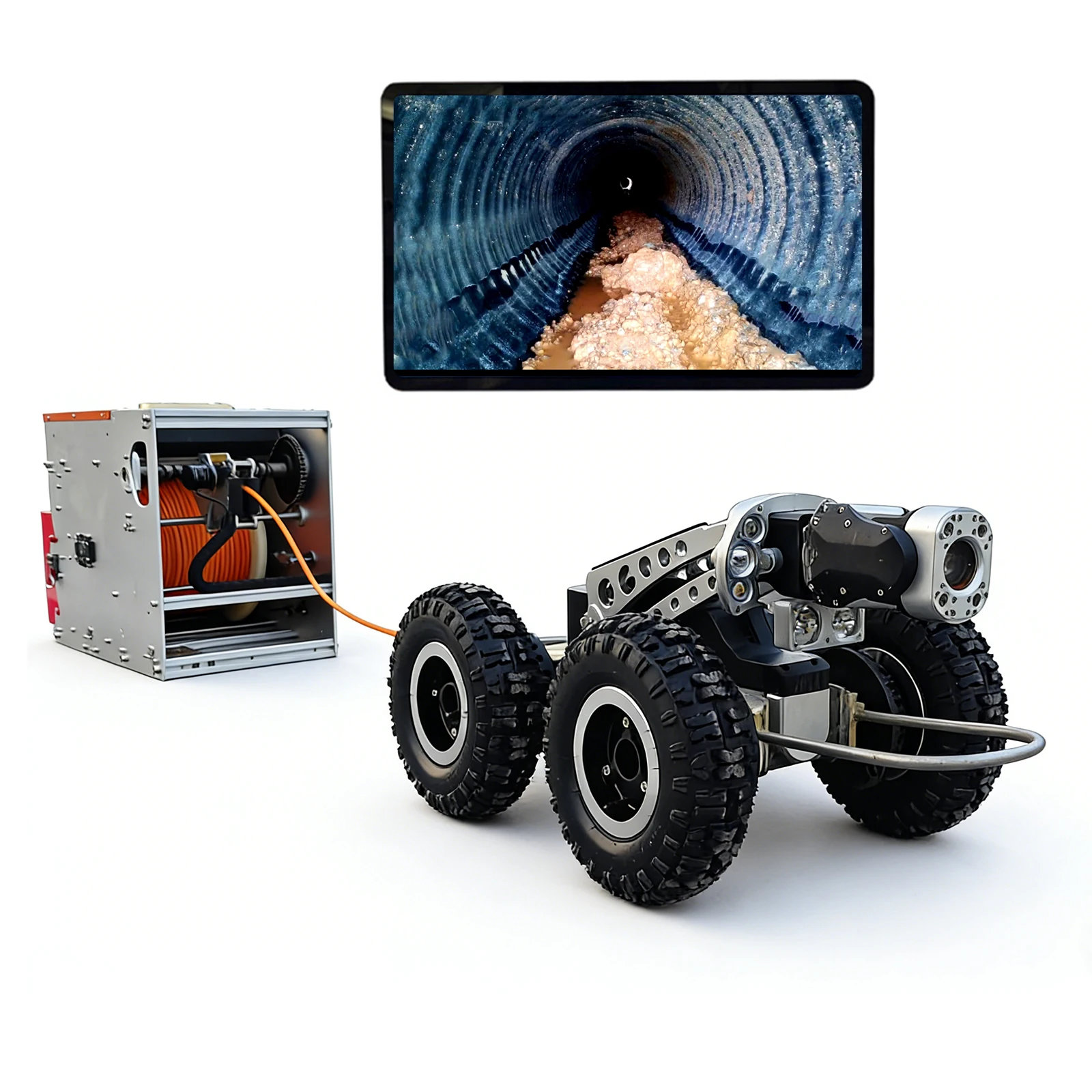 Touchscreen Tablet Length Counter Sewer Pipe Inspection Robot Pipeline Detection Crawling Robot For Industrial Pipes