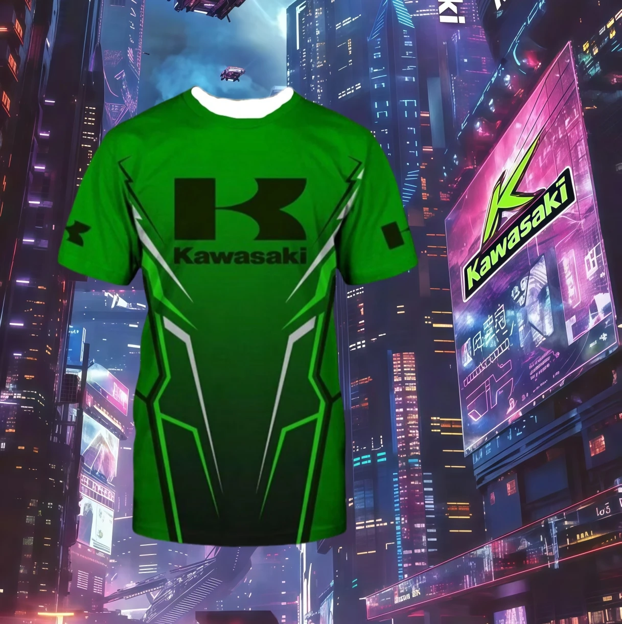 2025 Summer New Men's Kawasaki Motorcycle Quick Drying T-shirt Motorcycle Daily Breathable Racing Top Fashionable Men's T-shirt