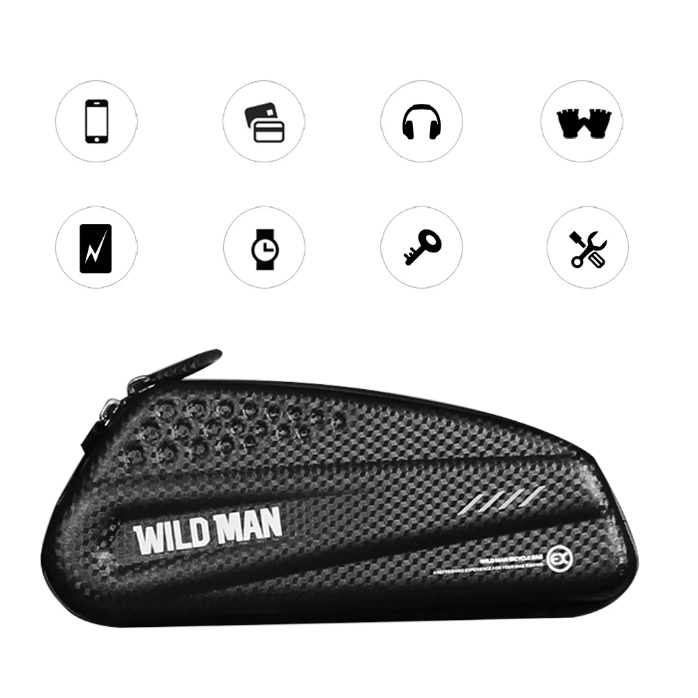 Hot Sale Bicycle Bags Delicate Texture WILD MAN Cycling Frame Front Head Top Tube Saddle Bags MTB Bike Hard Phone Case