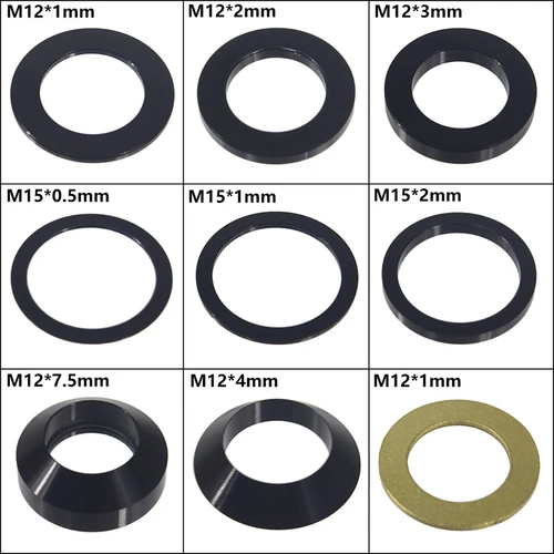 Imagen 2 del producto Arandela de eje pasante HEPPE para bicicleta de montaña, espaciador de eje M12 M15, espaciador de eje de tubo de cubo de bicicleta, espaciador de brocheta de 0,5/1/2/3/4/7,5mm de espesor