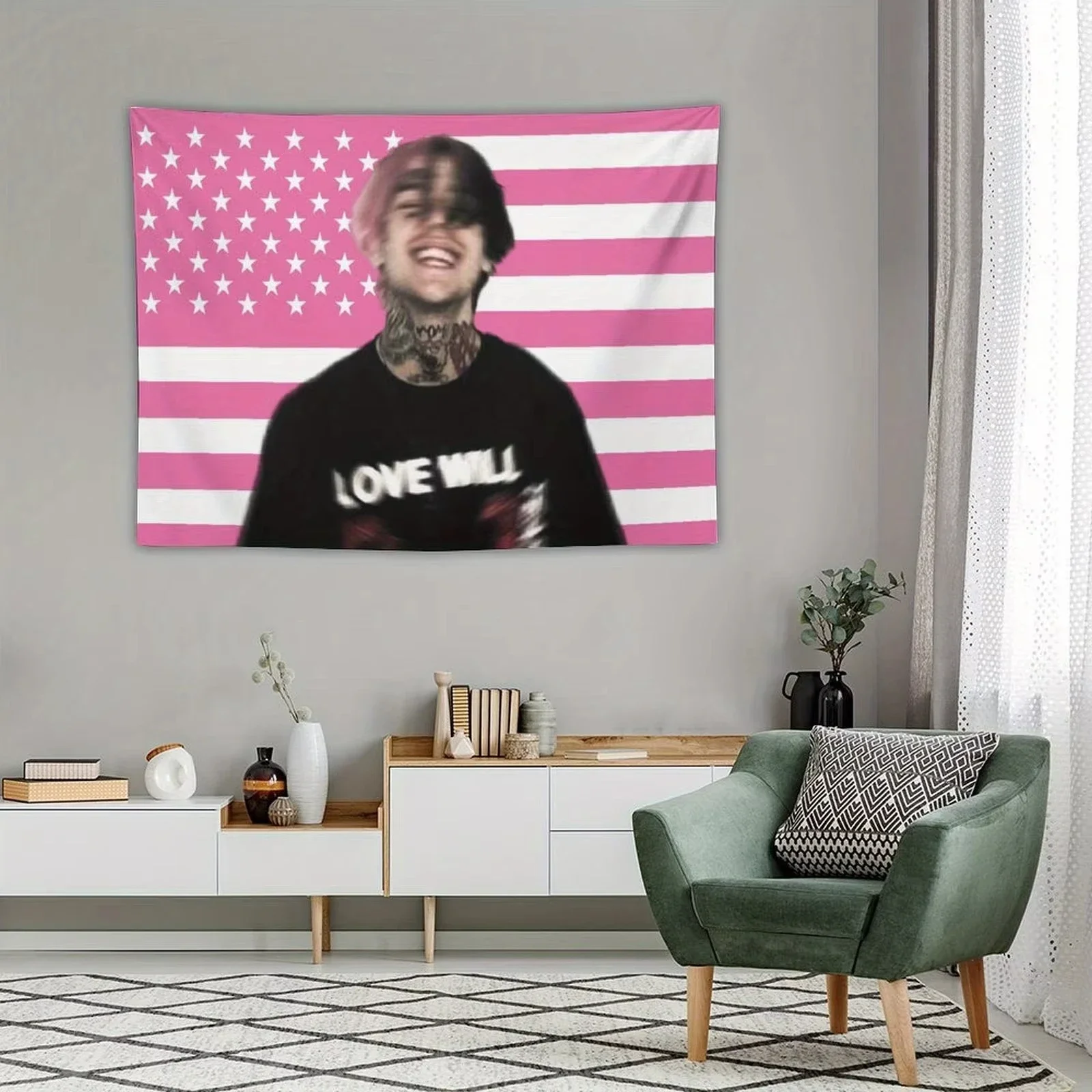 für Lil Peep Flag Tapisserie Hipster Wandkunst USA Thema Wohnheim Dekor Schlafzimmer Wohnzimmer Tapisserie Schlafzimmer Tapisserie Nachttisch Tapisserie