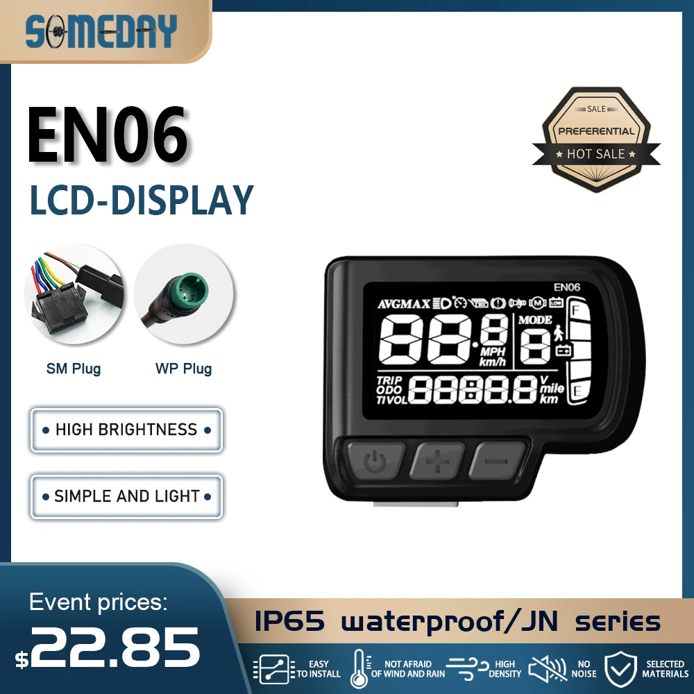 

24V/36V/48V EN06 Electric Bike Meter LCD Display with USB Interface Speed Display for Electric Cycle Connector SM/Waterproof