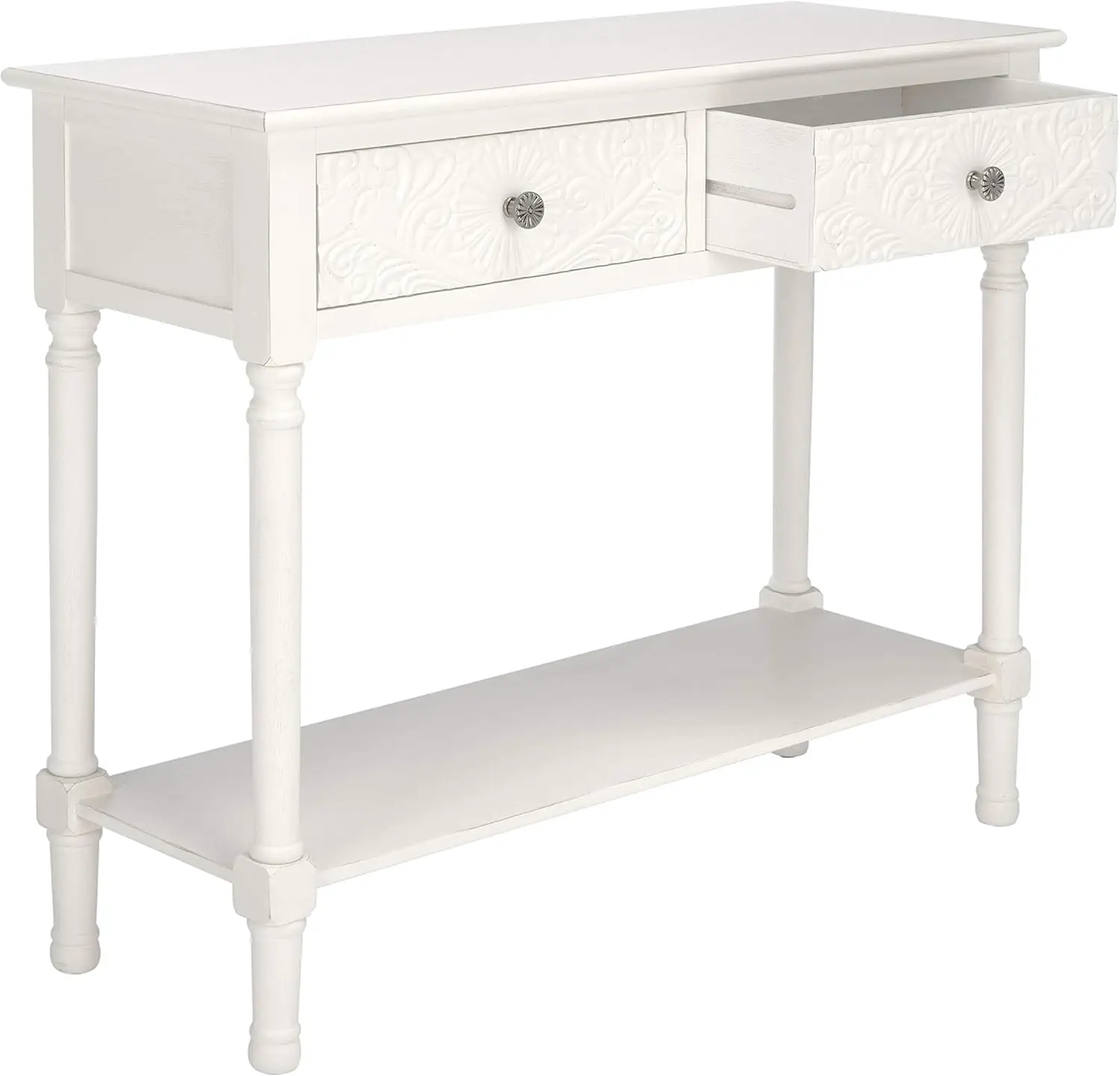Home Collection Josie Distressed White 2-Drawer Console Table