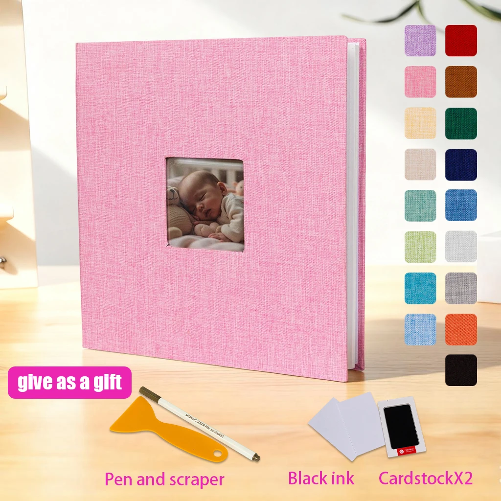 Álbum de fotos autoadesivo de tamanho grande, álbum de fotos diy, lindo álbum de fotos para gravar fotos de crescimento do seu bebê