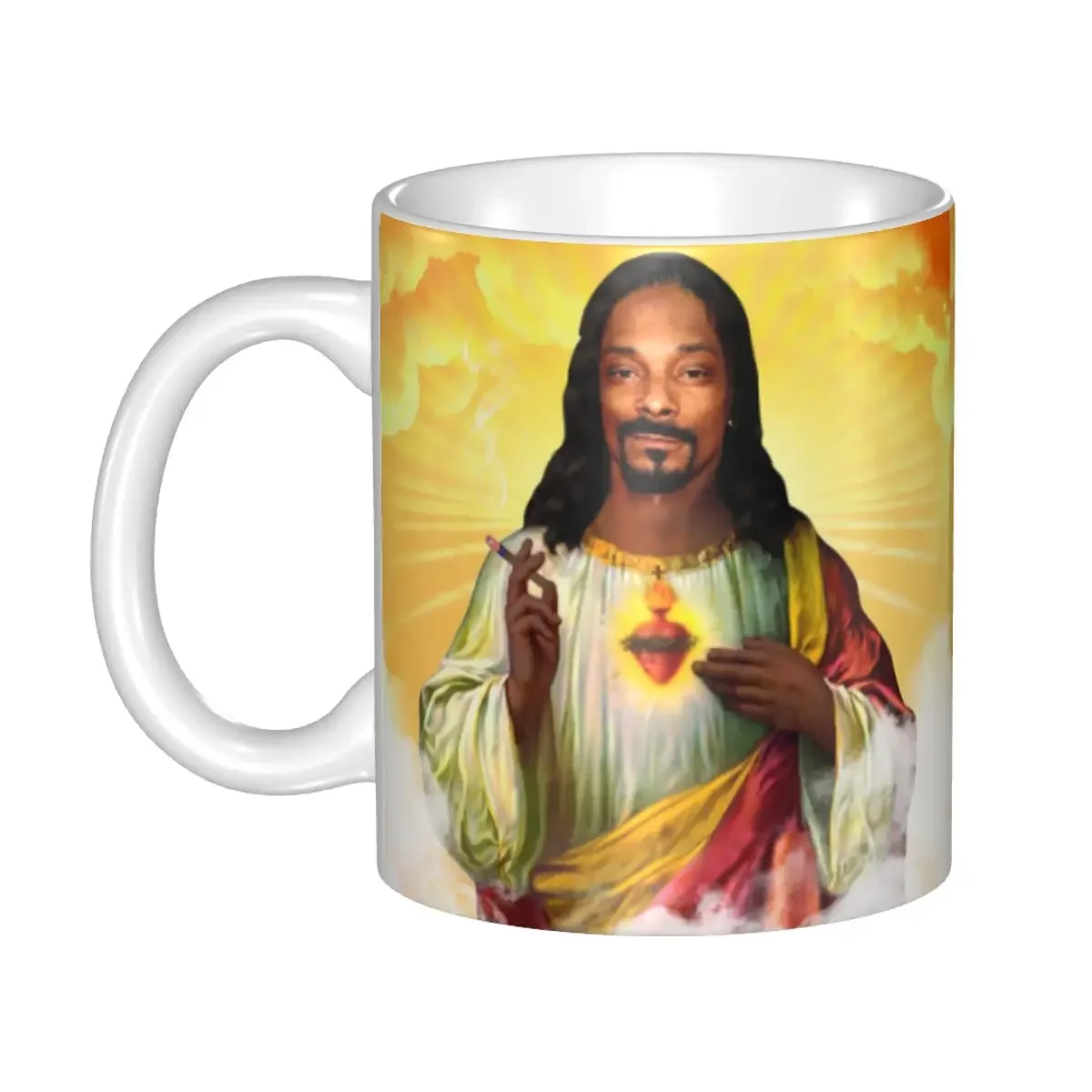 Personalized Snoop Dogg Goes Jesus Coffee Mugs DIY American Music Rapper Ceramic Milk Tea Cups