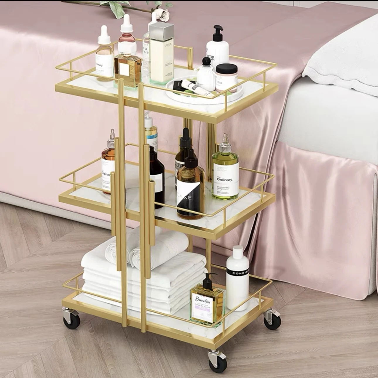 

Salon Station Beautician Assistant Trolley Esthetician Cart With Wheels For Hairdressing Barbershop