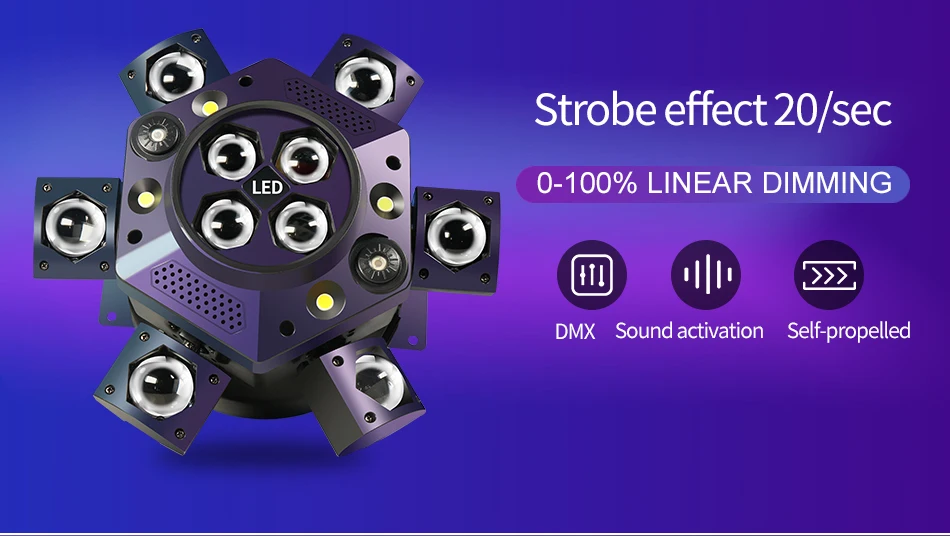 2-8pcs 10X10W RGB 6 Head Moving Head Beam Light RGB Laser Strobe Light DMX Stage Light RGB Beam Light Rotating Disco Party Bar